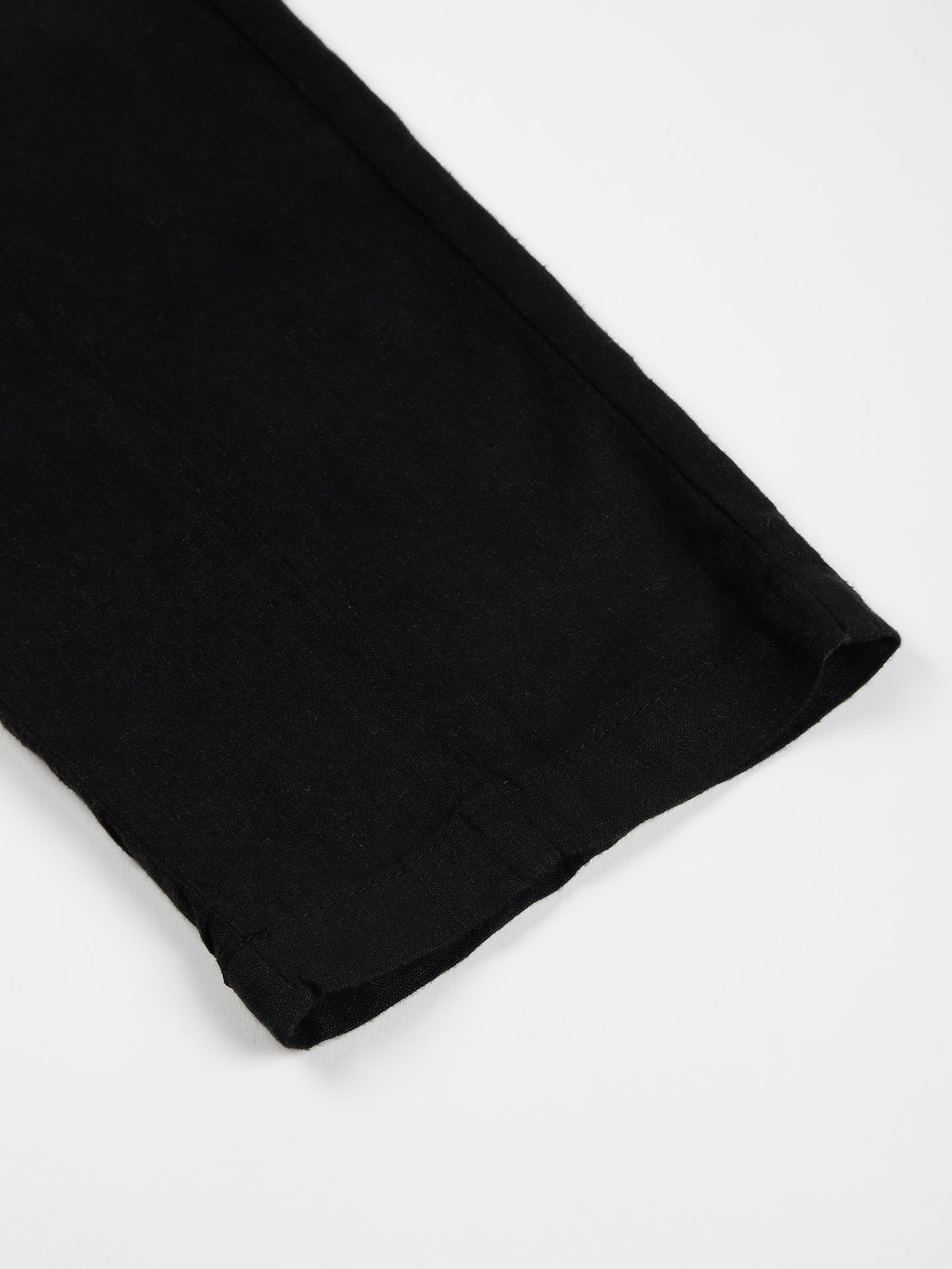 Linen Elasticated Waist Zip Pocket Black Lounge Pants
