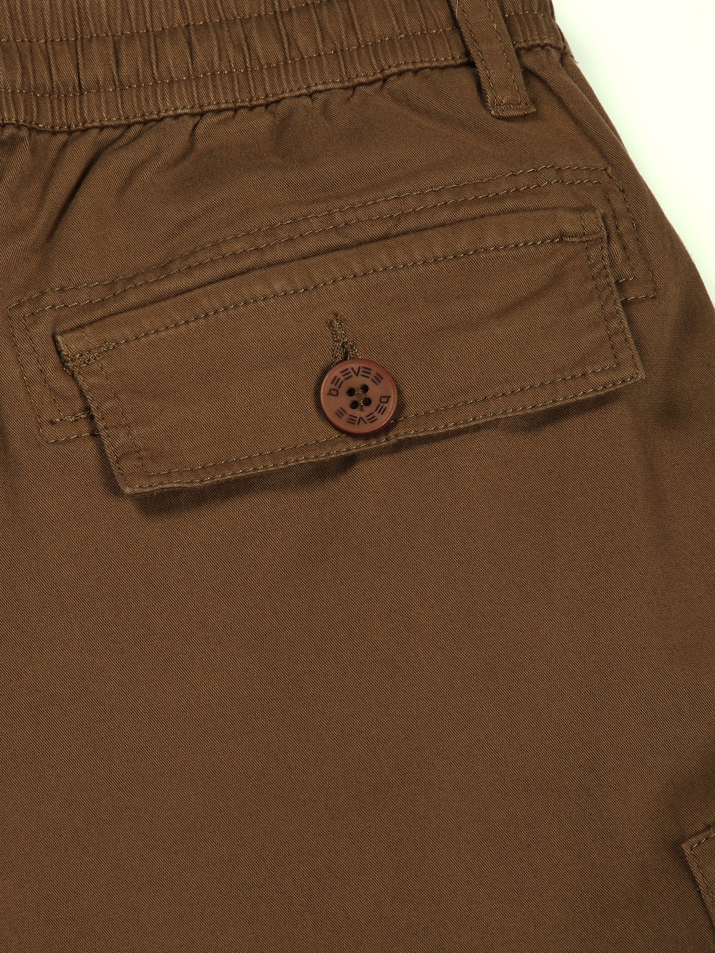 Elasticated Waist Multi Pocket Stretchable Brown Cargo