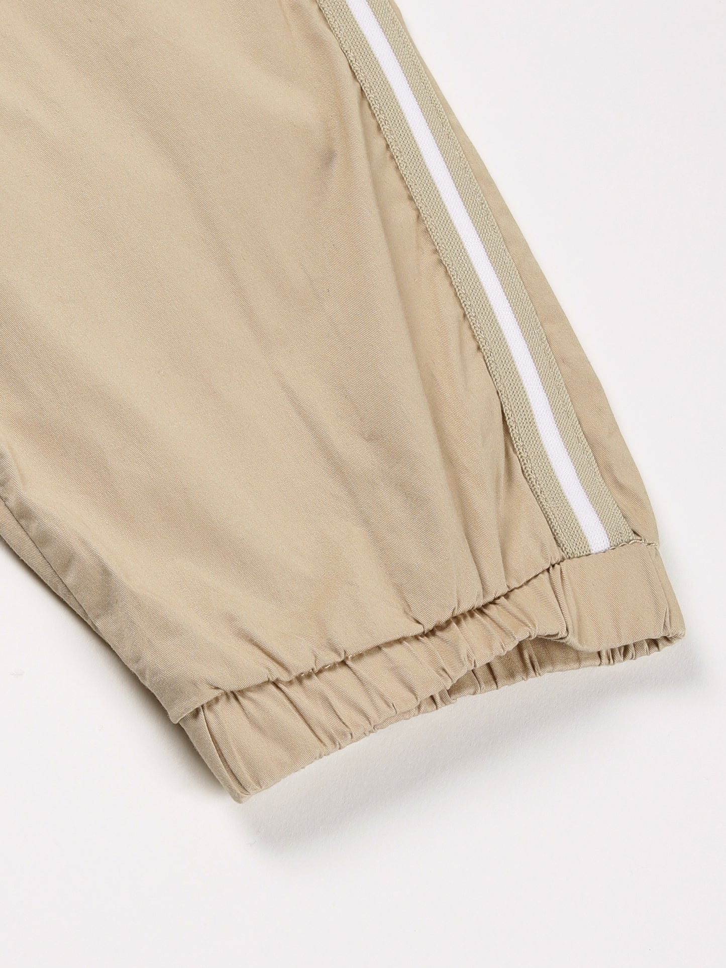 Beige Elasticated Waist Stretchable Jogger Lounge Pants With Side Tape