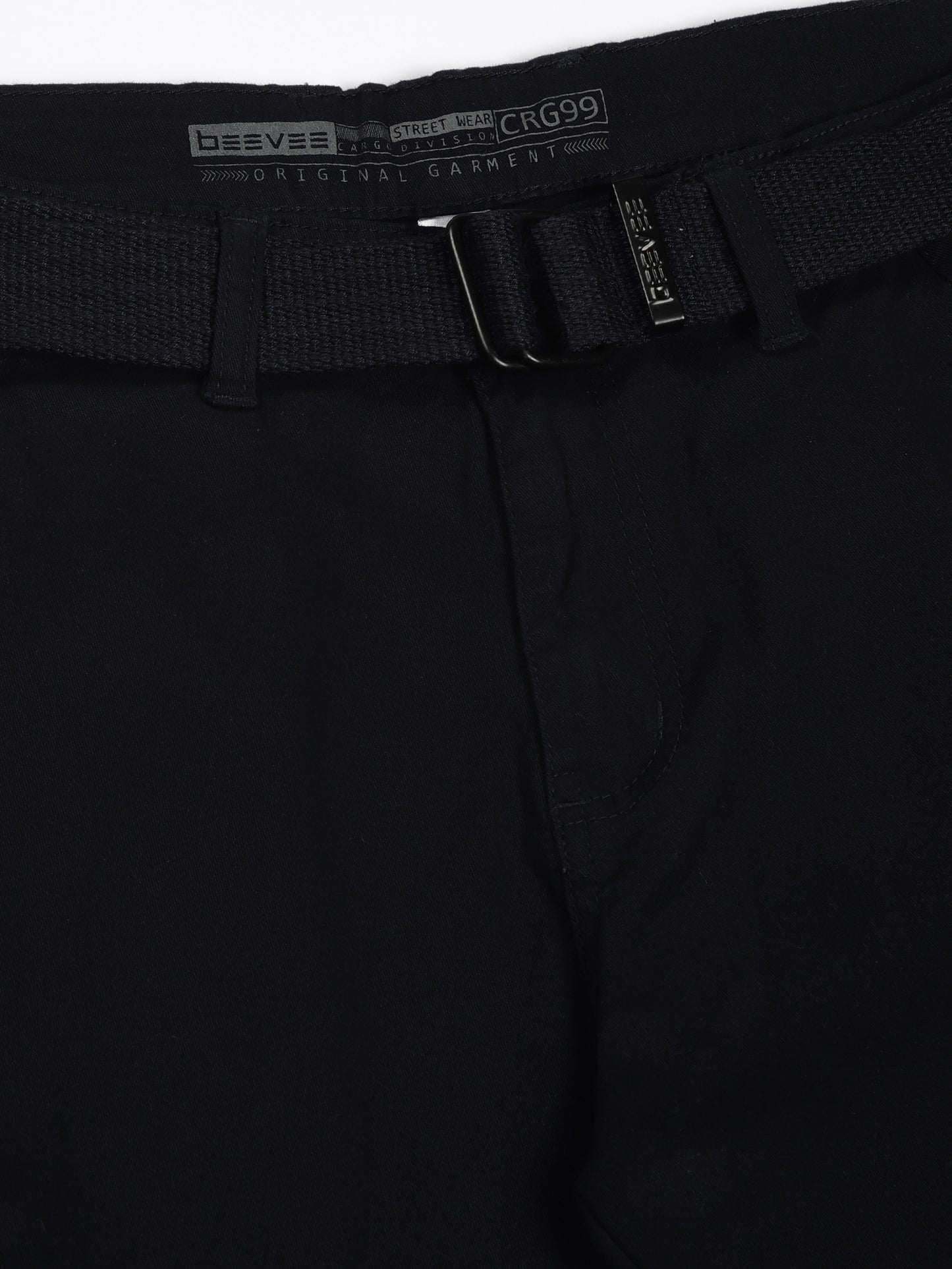 Zip Pocket Stretchable Navy Cargo With Belt
