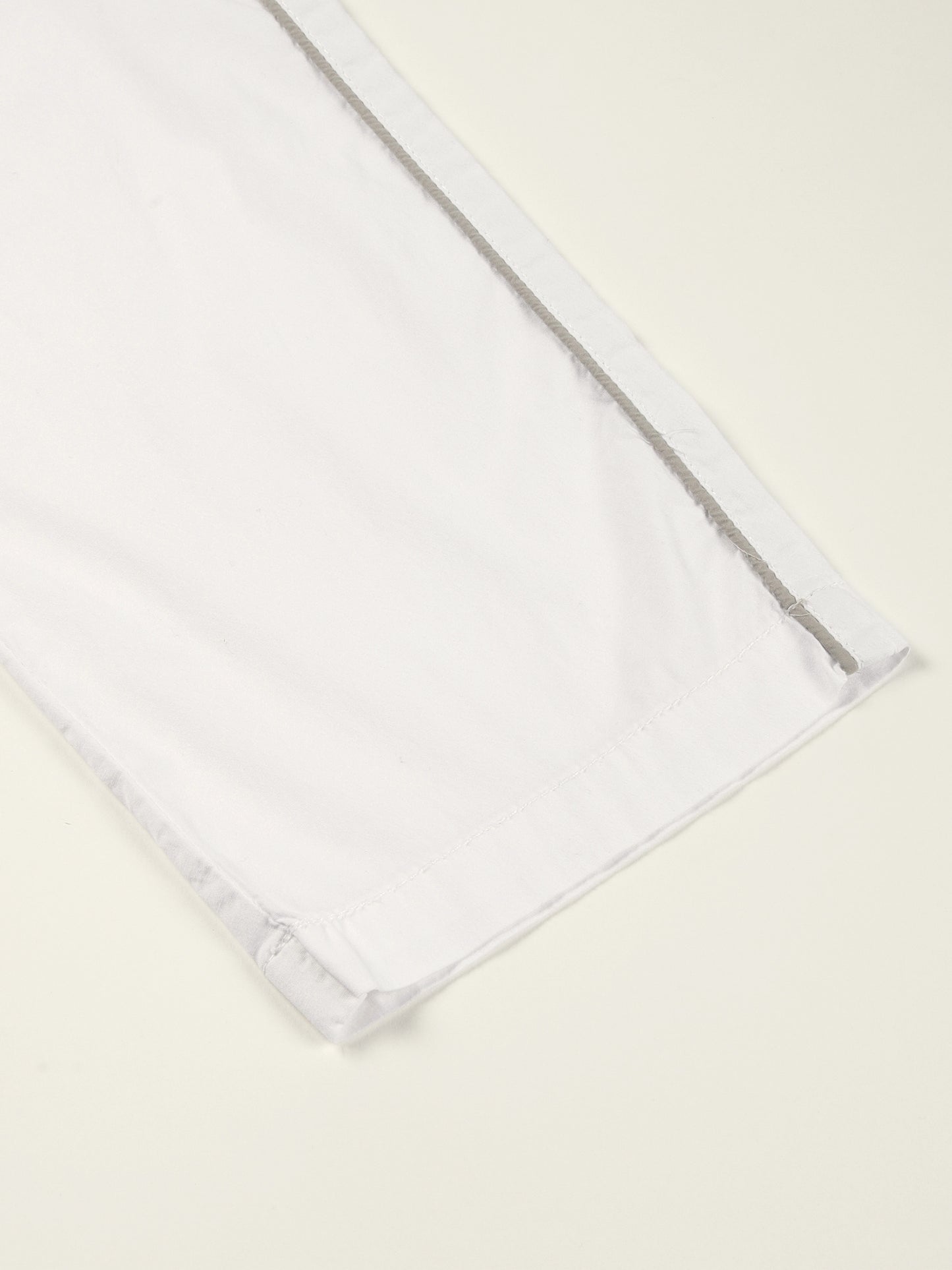 Elasticated Waist Zip Pocket Stretchable White Lounge Pants with Side Tape