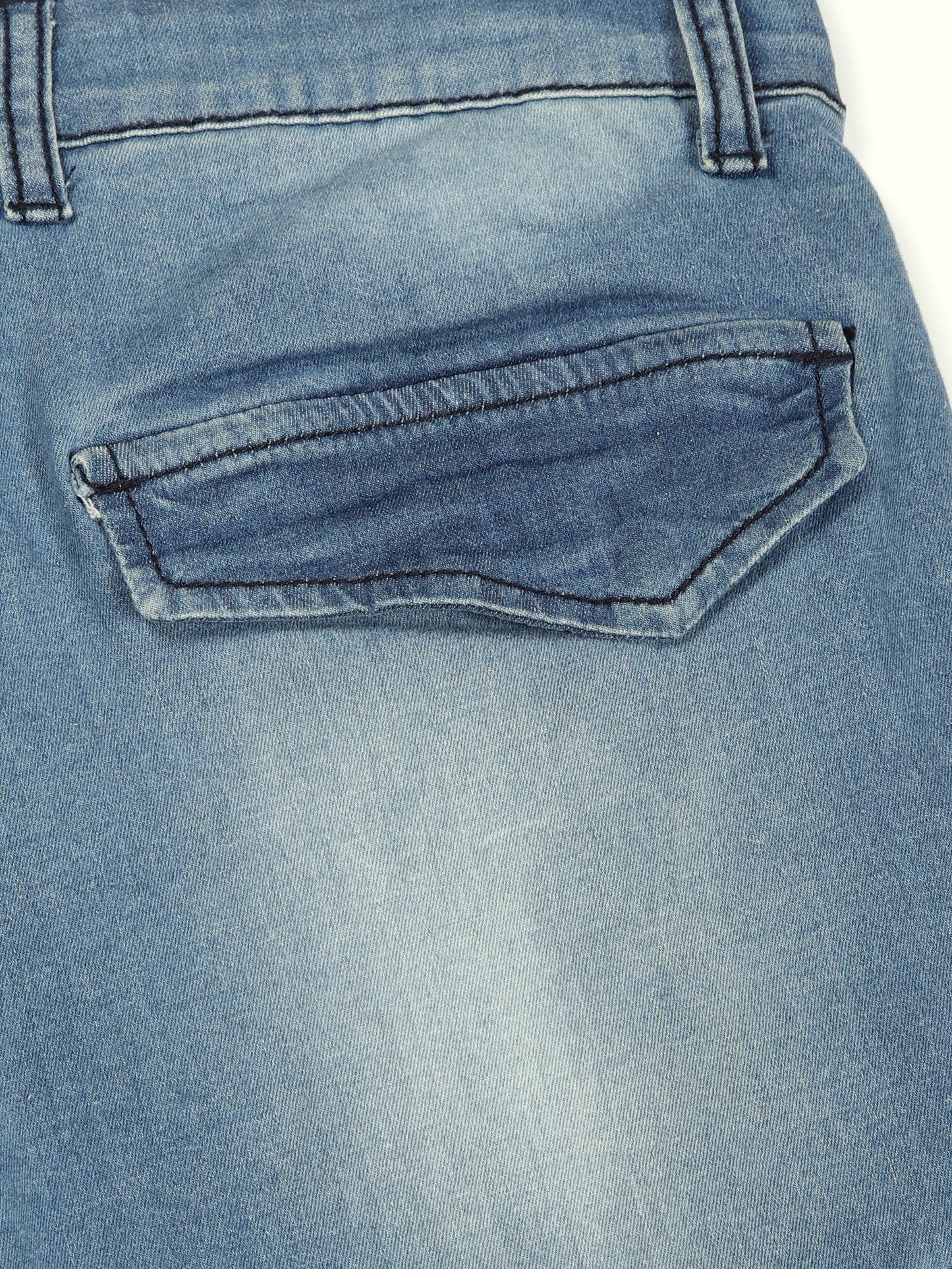 Multi Pocket Stretchable Light Blue Denim Cargo