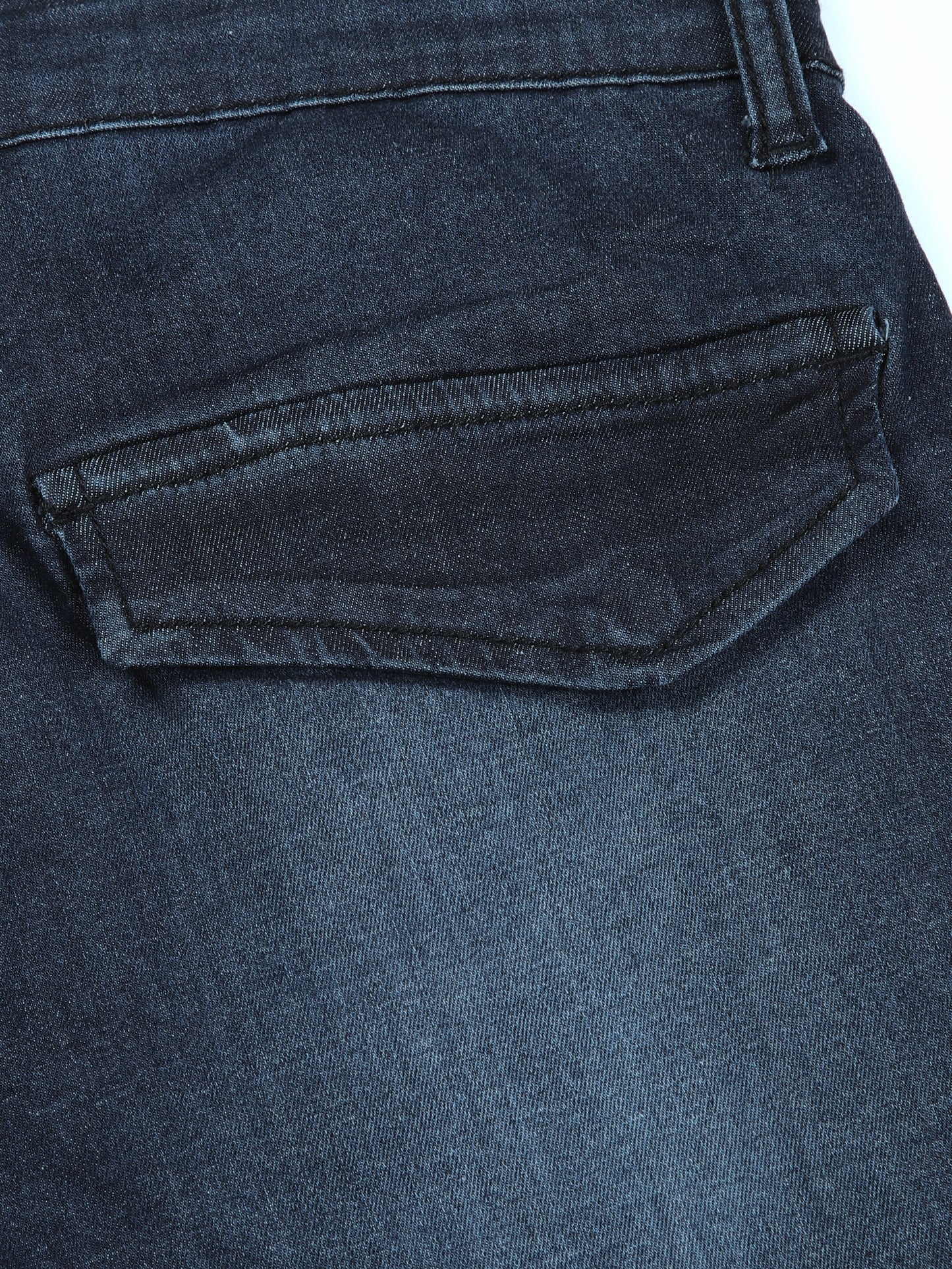 Multi Pocket Stretchable Dark Blue Denim Cargo
