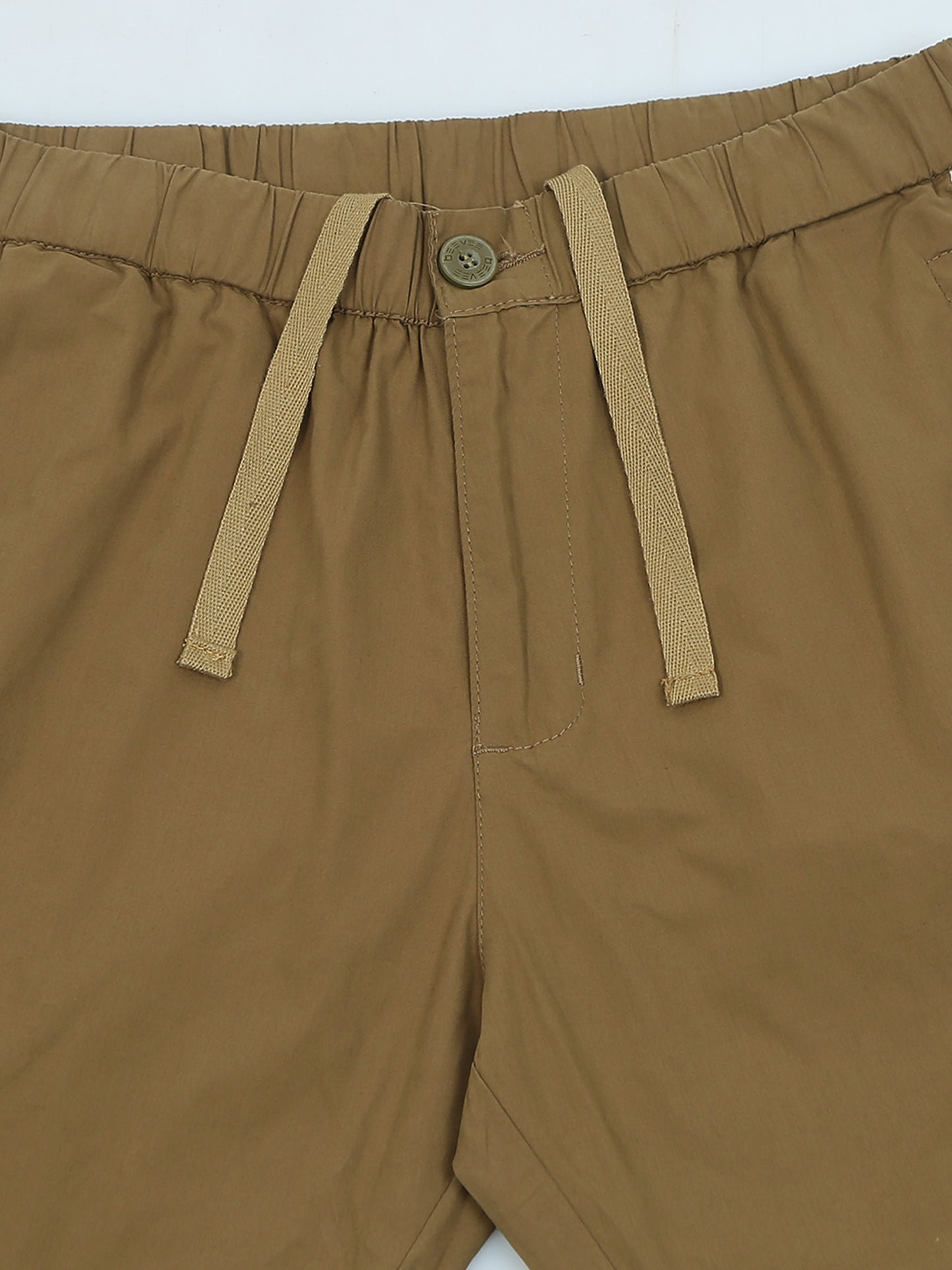 Elasticated Waist Zip Pocket Khaki Lounge Pants with Side Tape