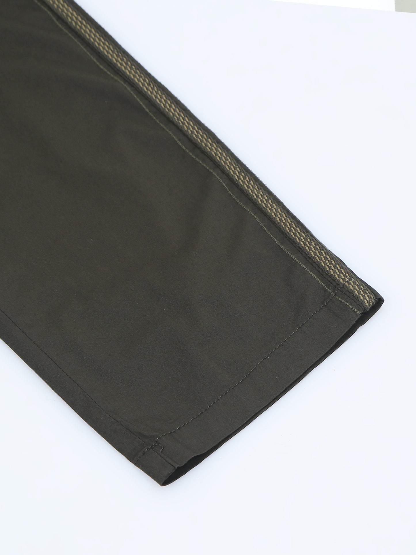 Elasticated Waist Zip Pocket Stretchable Olive Lounge Pants with Side Tape
