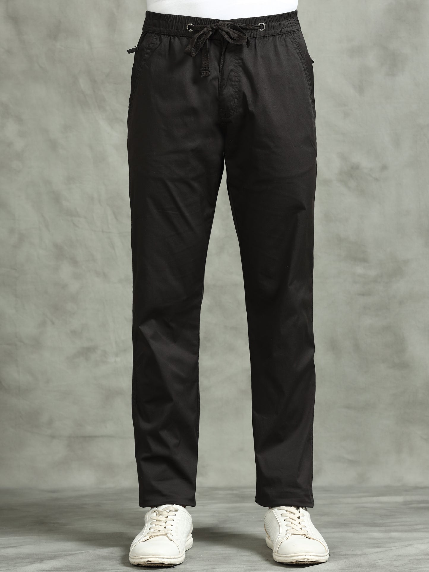 Elasticated Waist Zip Pocket Stretchable Grey Lounge Pants
