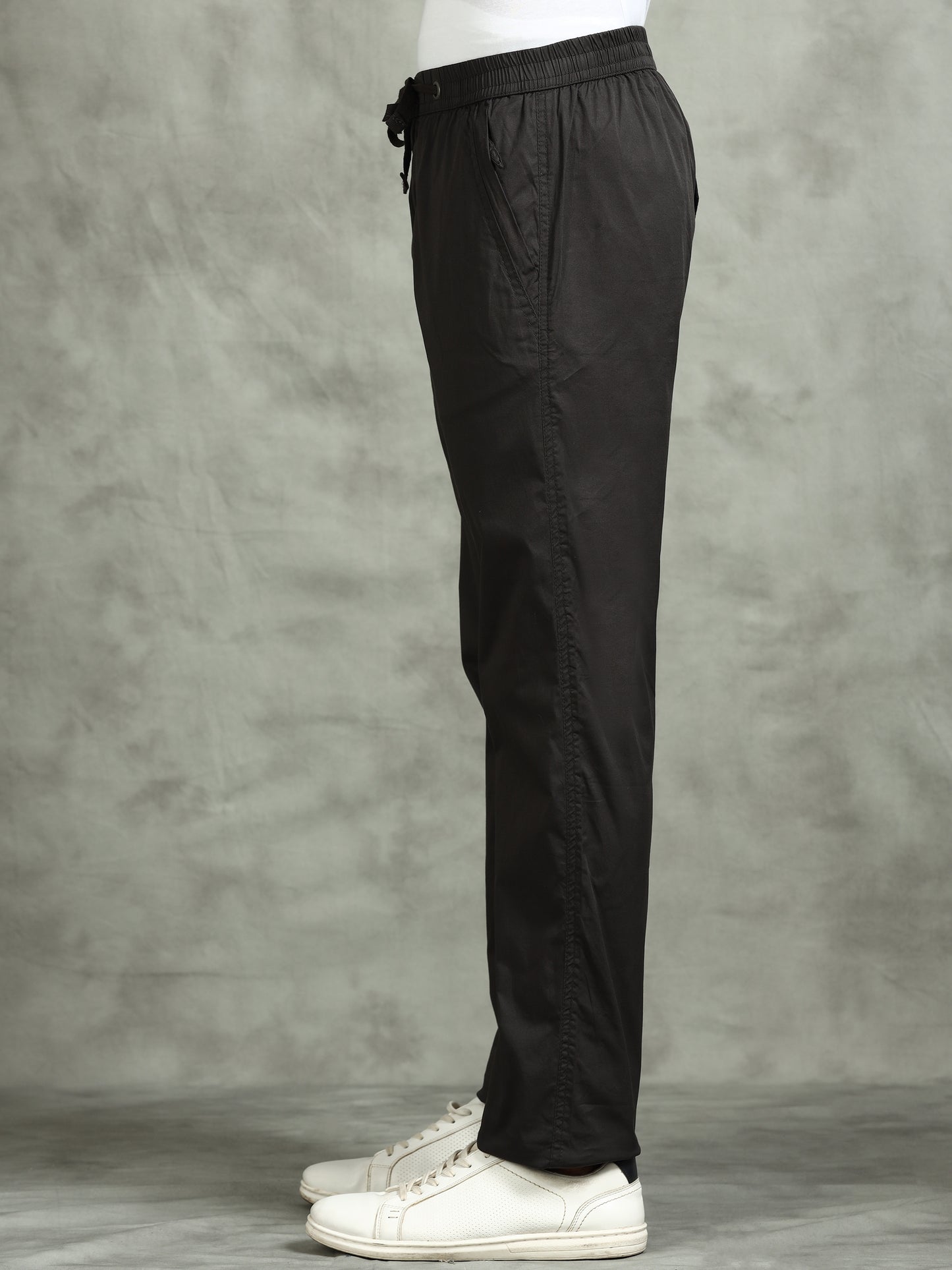 Elasticated Waist Zip Pocket Stretchable Grey Lounge Pants