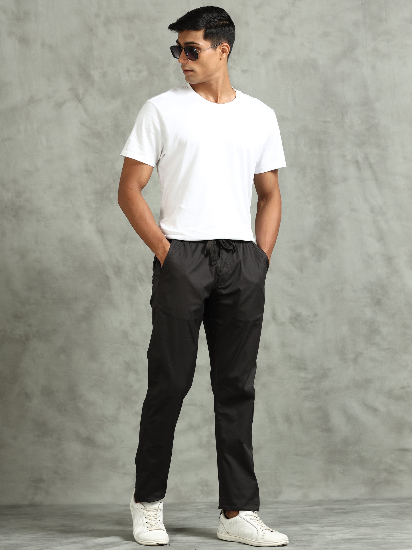 Elasticated Waist Zip Pocket Stretchable Grey Lounge Pants