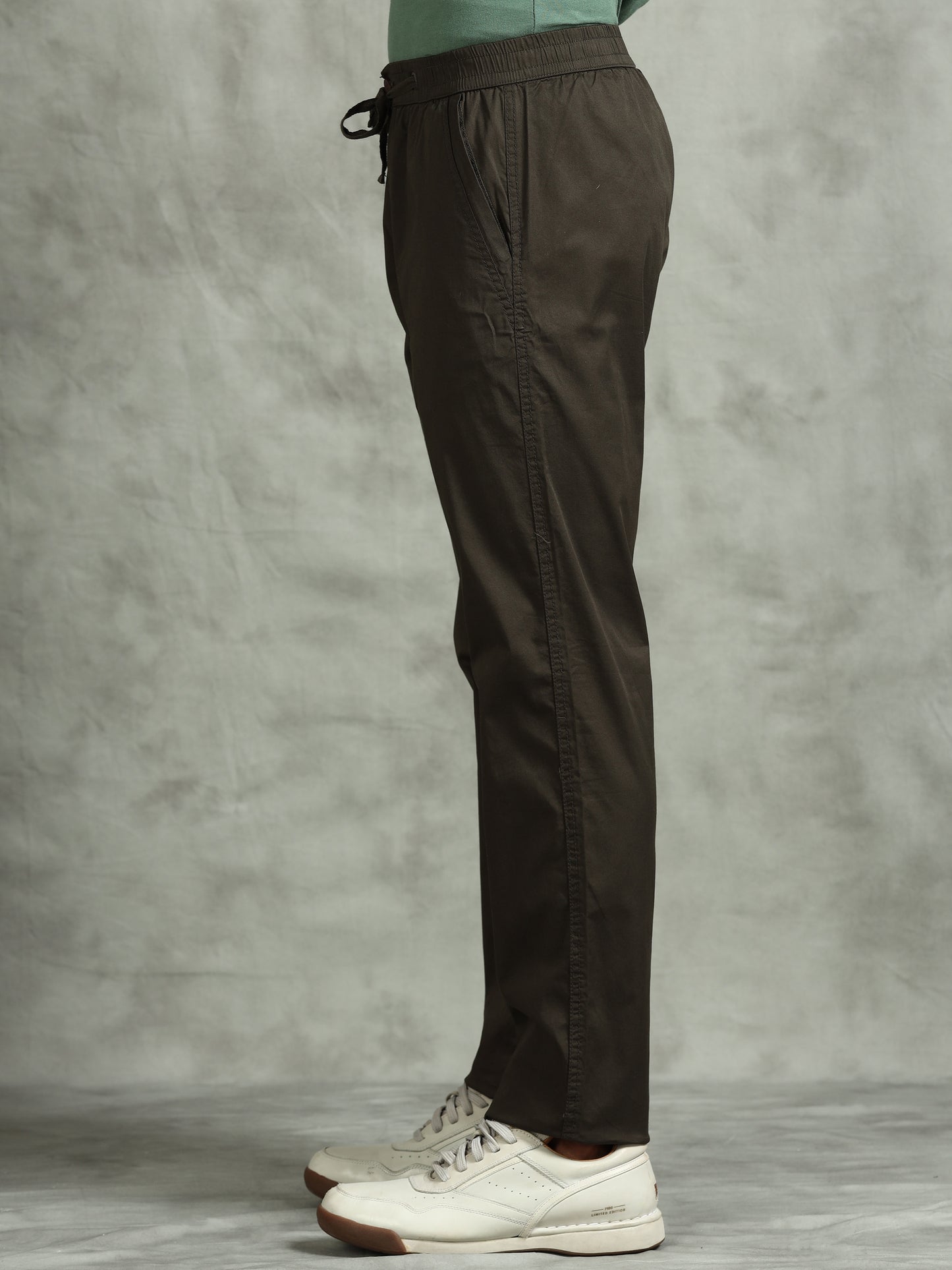 Elasticated Waist Zip Pocket Stretchable Olive Lounge Pants