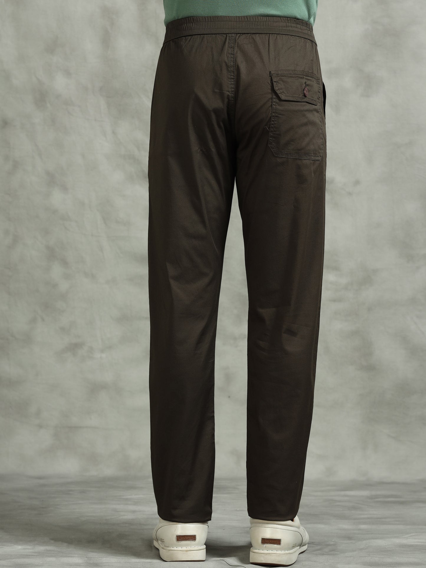 Elasticated Waist Zip Pocket Stretchable Olive Lounge Pants