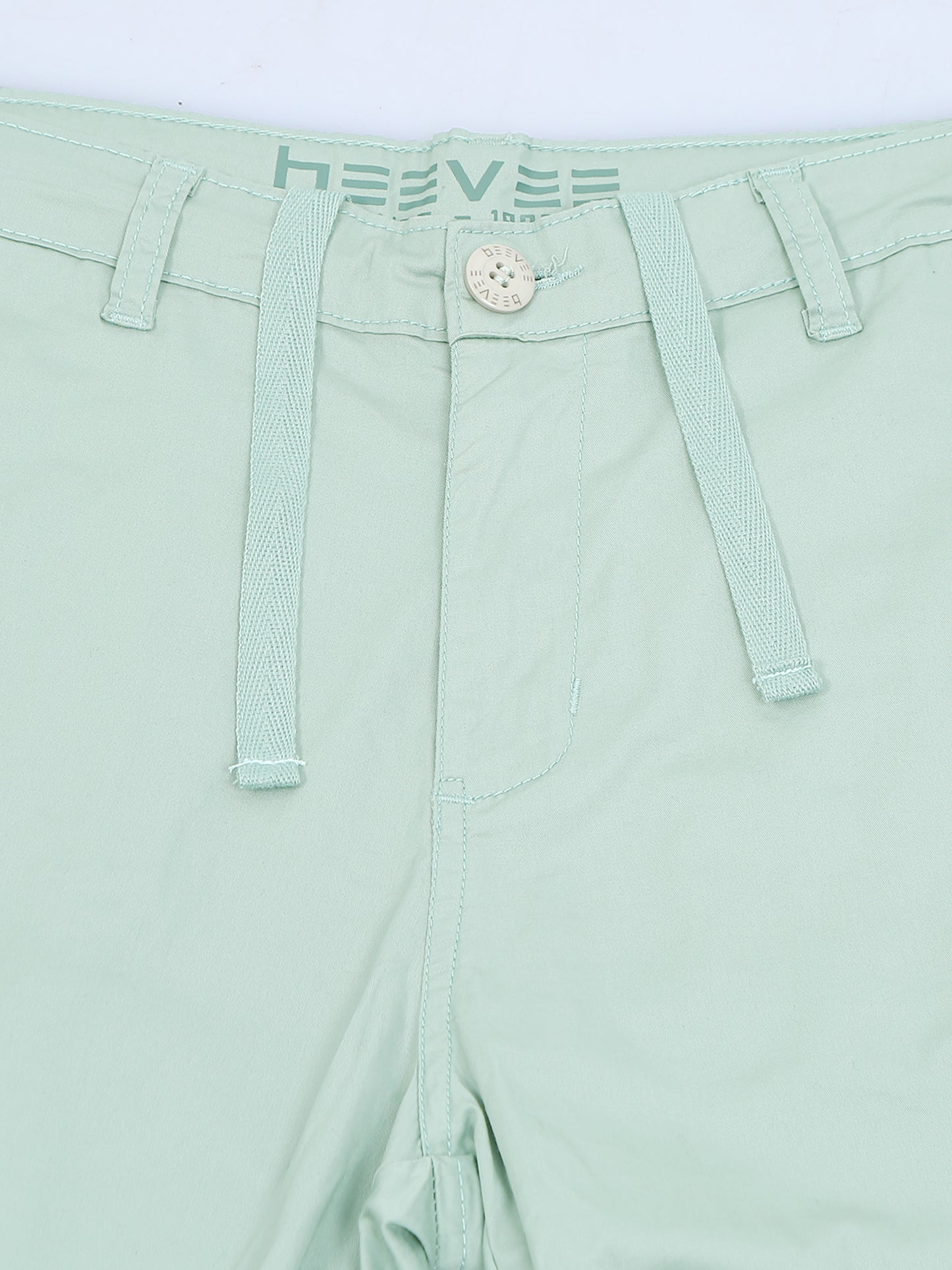 Zip Pocket Stretchable Green Cargo Shorts