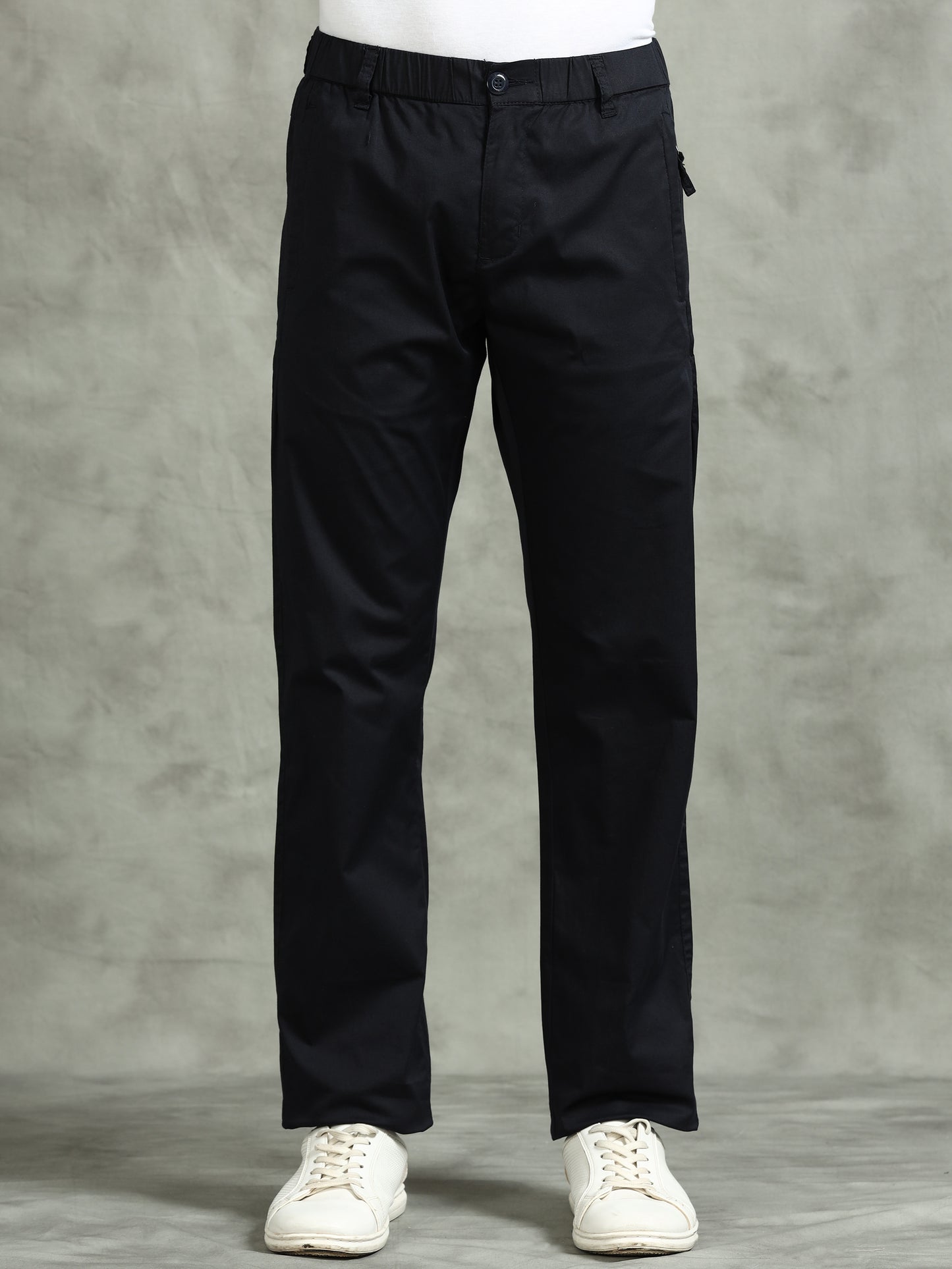Navy Elasticated Waist Zip Pocket Stretchable Lounge Pants