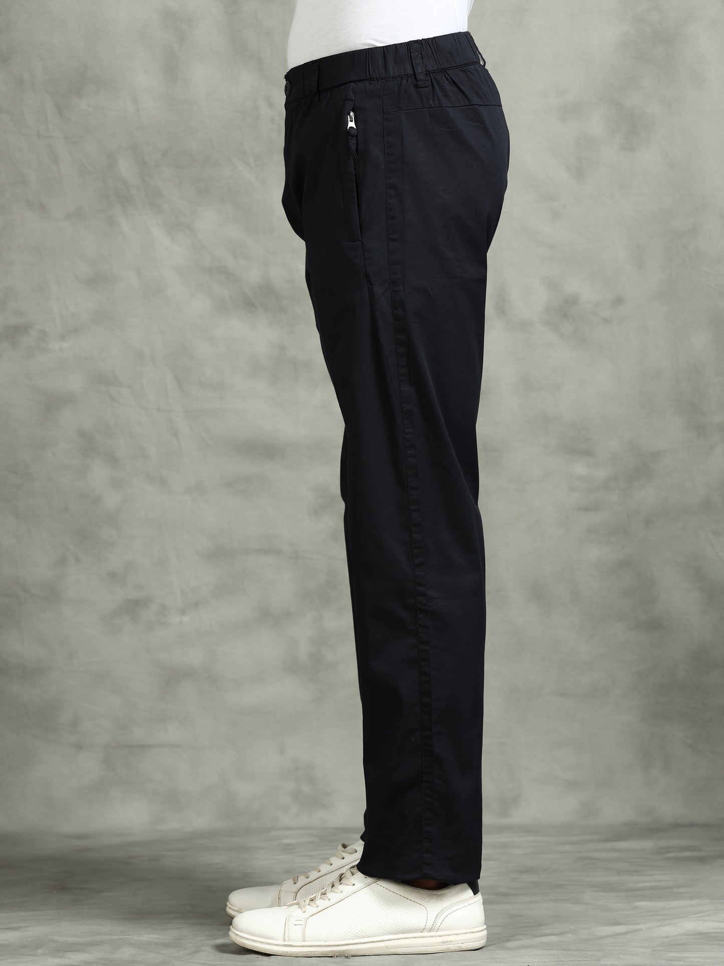 Navy Elasticated Waist Zip Pocket Stretchable Lounge Pants
