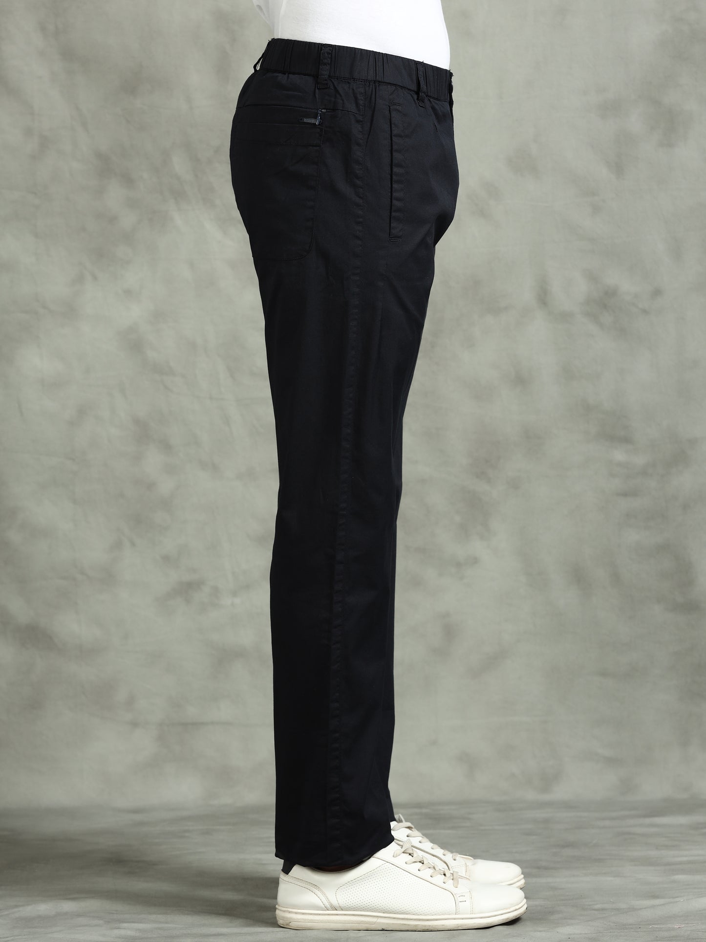 Navy Elasticated Waist Zip Pocket Stretchable Lounge Pants