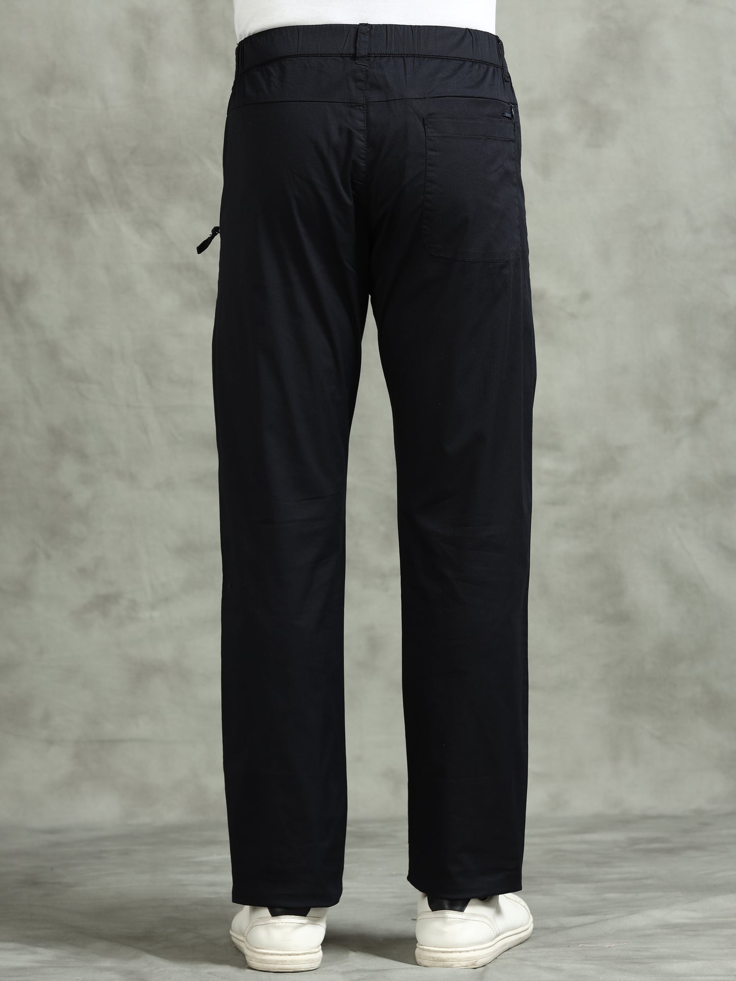 Navy Elasticated Waist Zip Pocket Stretchable Lounge Pants
