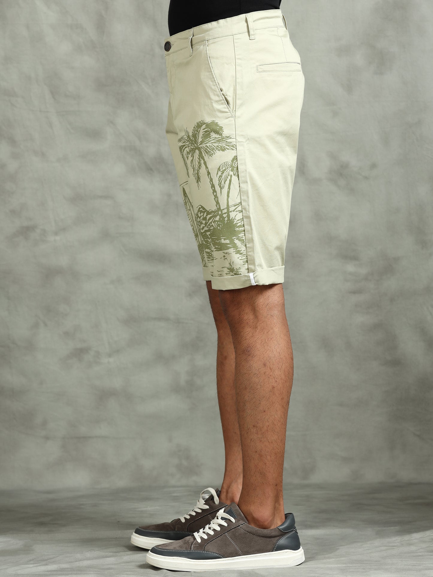 Printed Stretchable Green Shorts