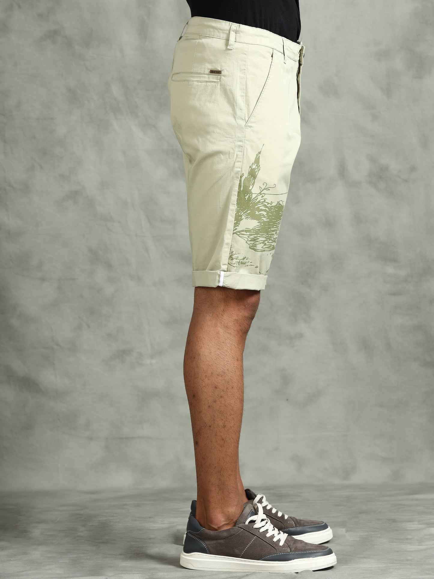 Printed Stretchable Green Shorts