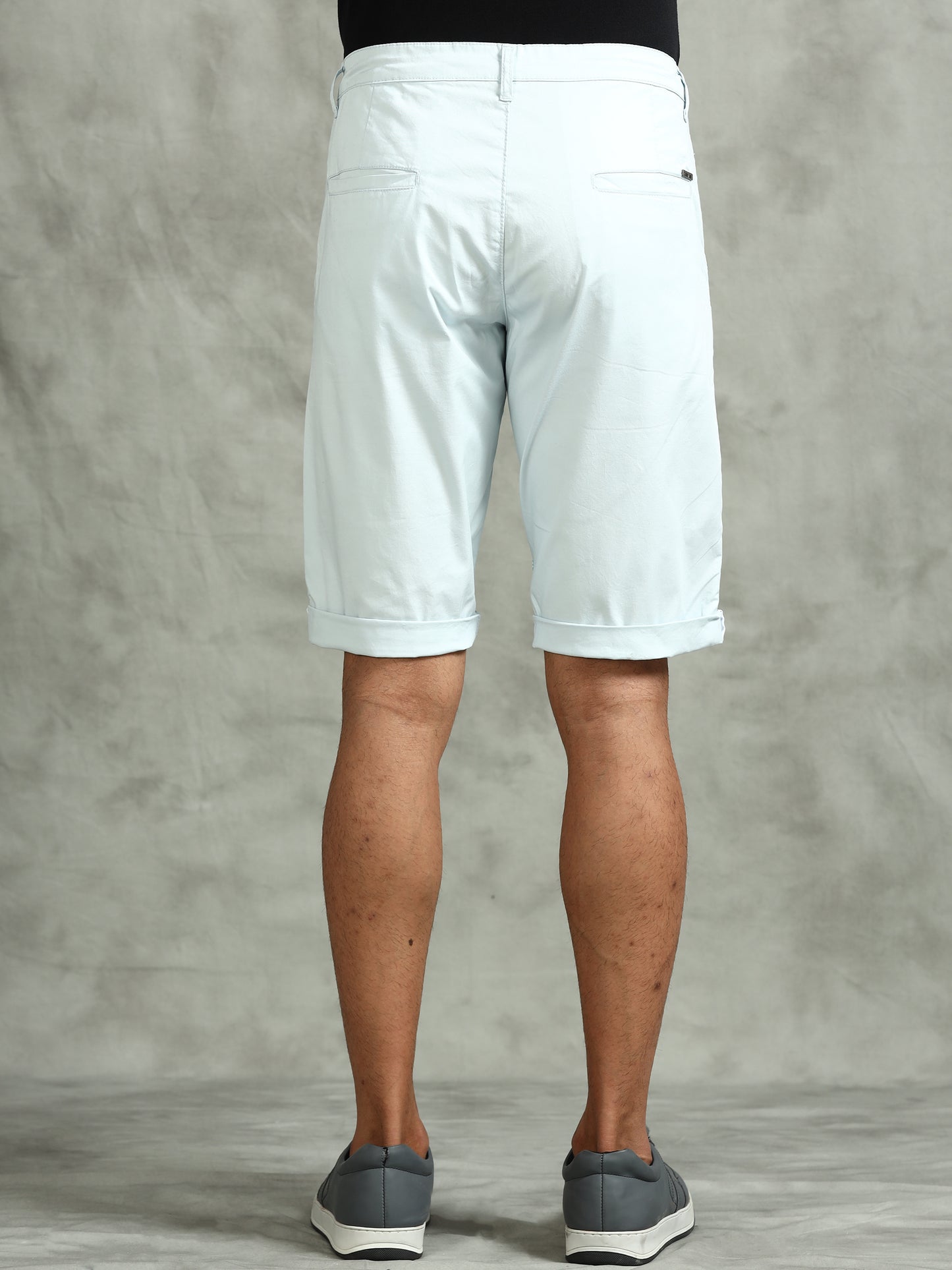 Printed Stretchable Sky Blue Shorts