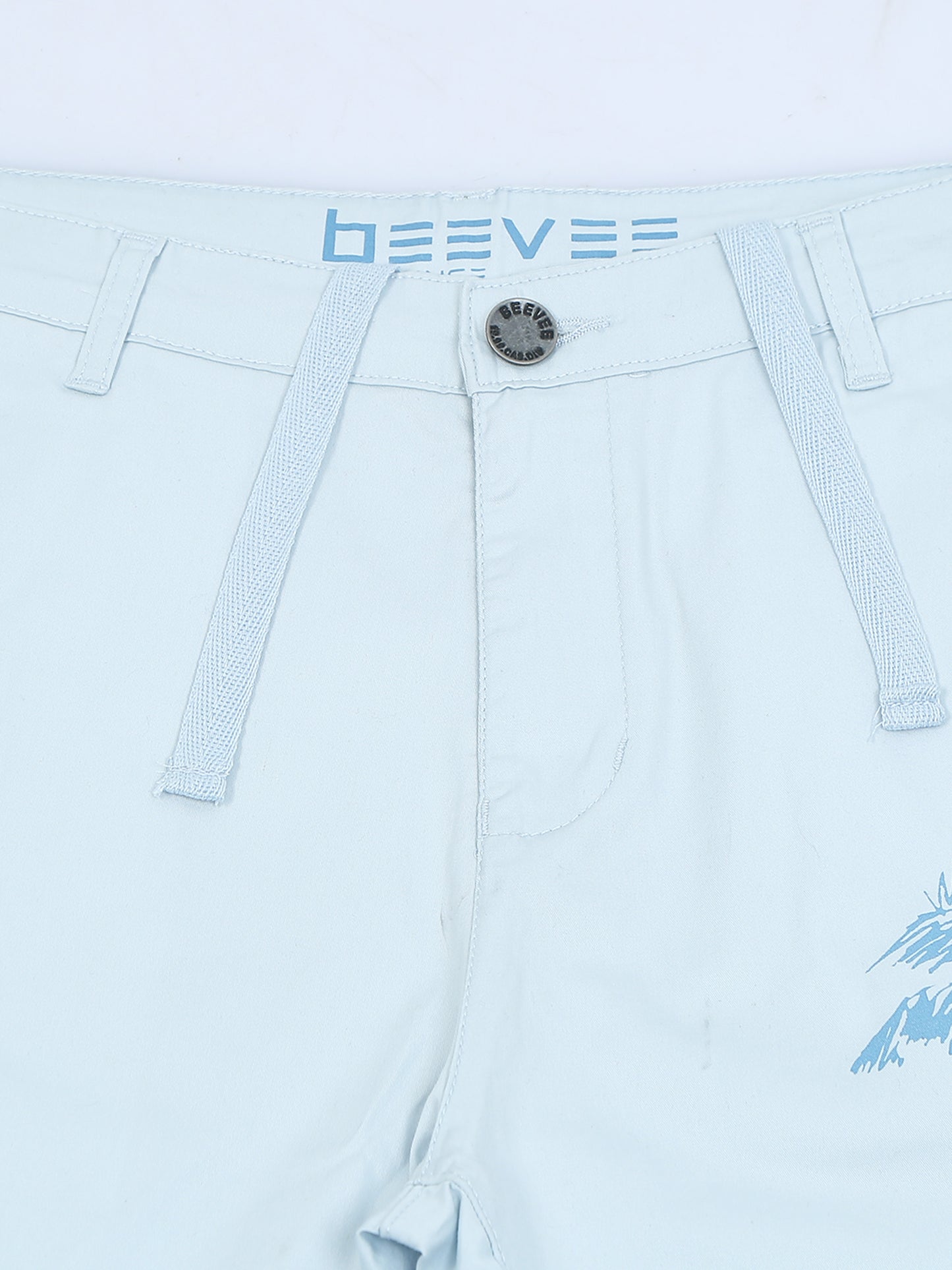 Printed Stretchable Sky Blue Shorts