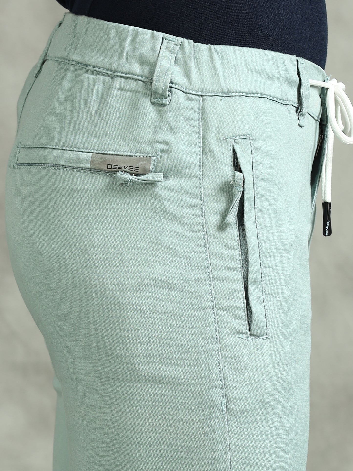 Zip Pocket Green Elasticated Stretchable Lounge Pants