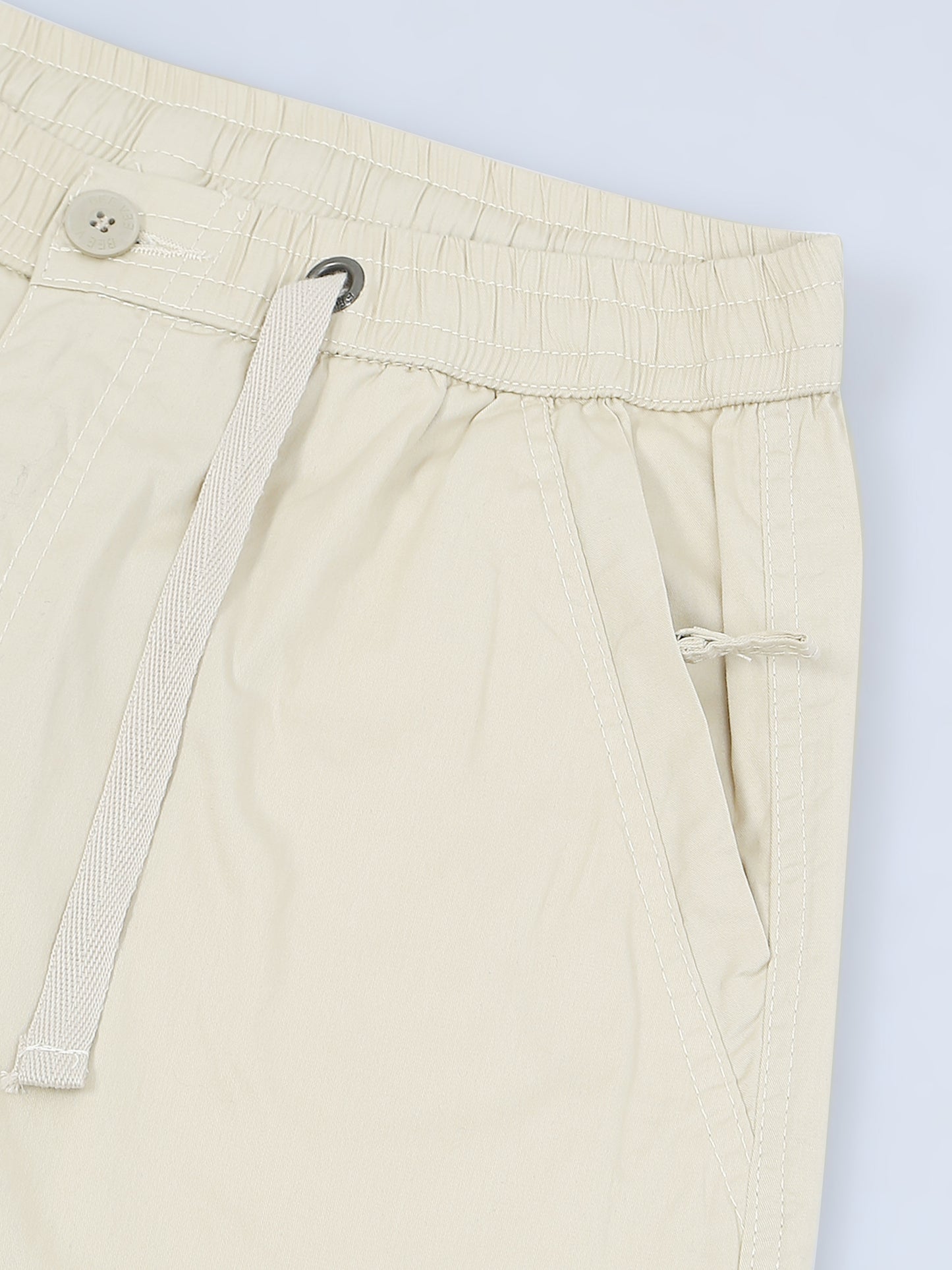 Elasticated Waist Zip Pocket Stretchable Beige Lounge Pants