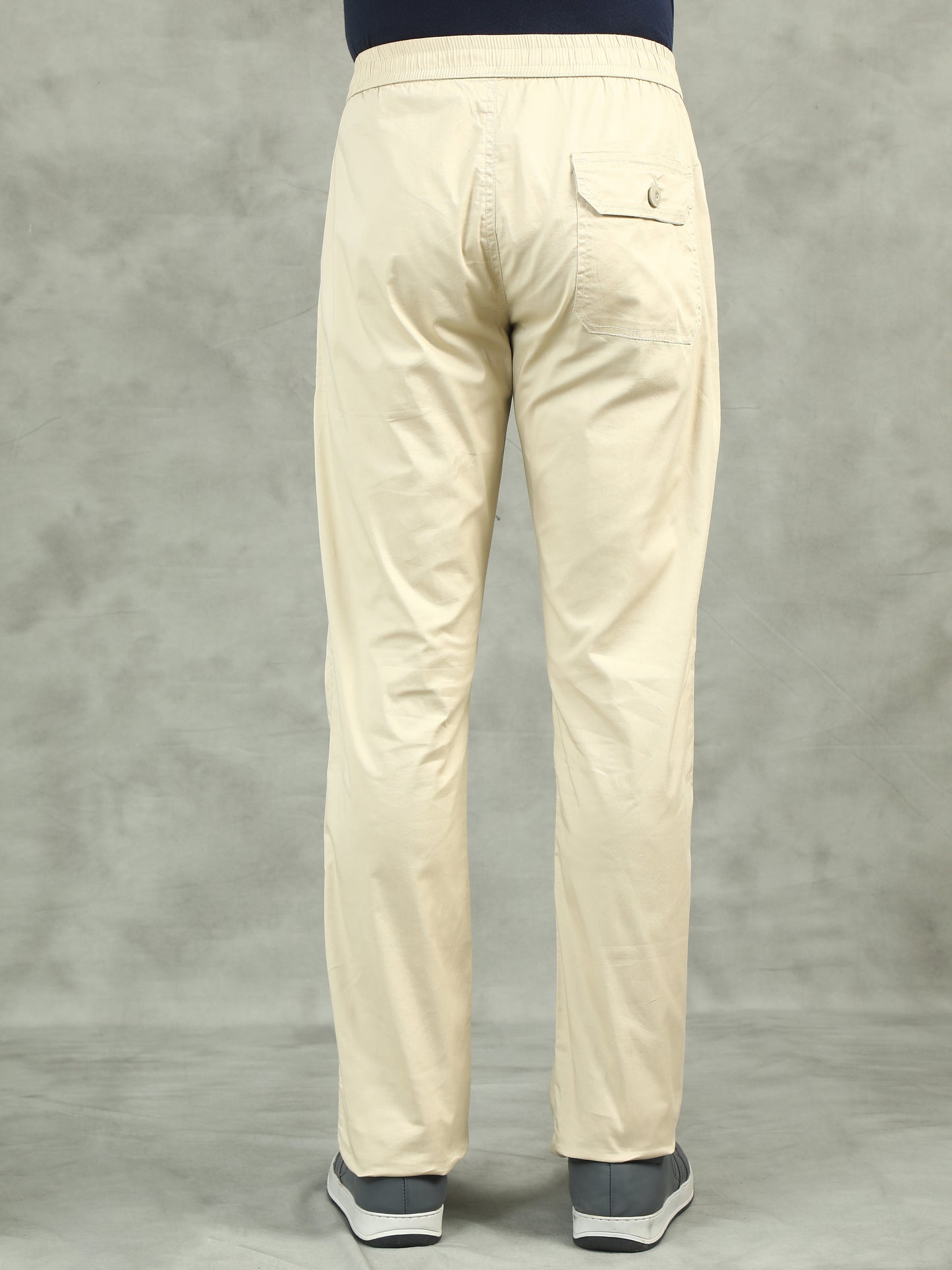 Elasticated Waist Zip Pocket Stretchable Beige Lounge Pants