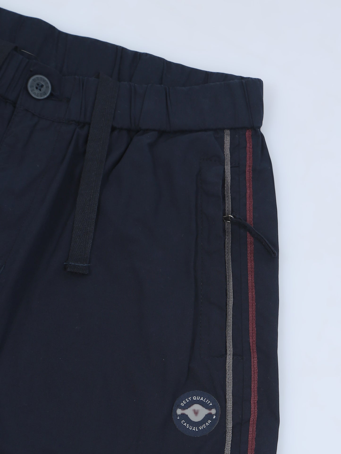 Elasticated Waist Zip Pocket Navy Lounge Pants With Side Tape