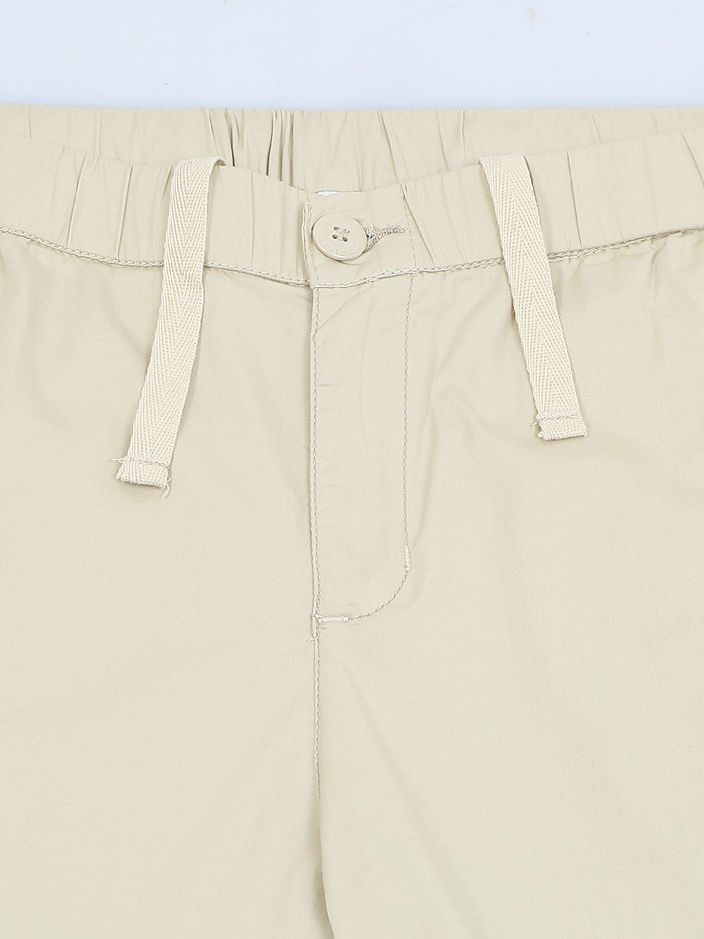 Elasticated Waist Zip Pocket Stretchable Beige Lounge Pants with Side Tape