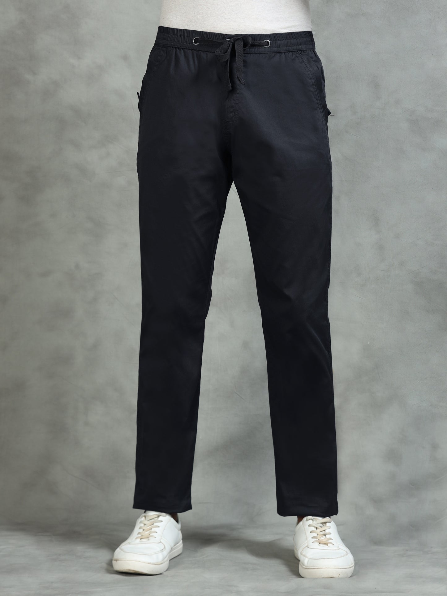 Elasticated Waist Zip Pocket Stretchable Navy Lounge Pants