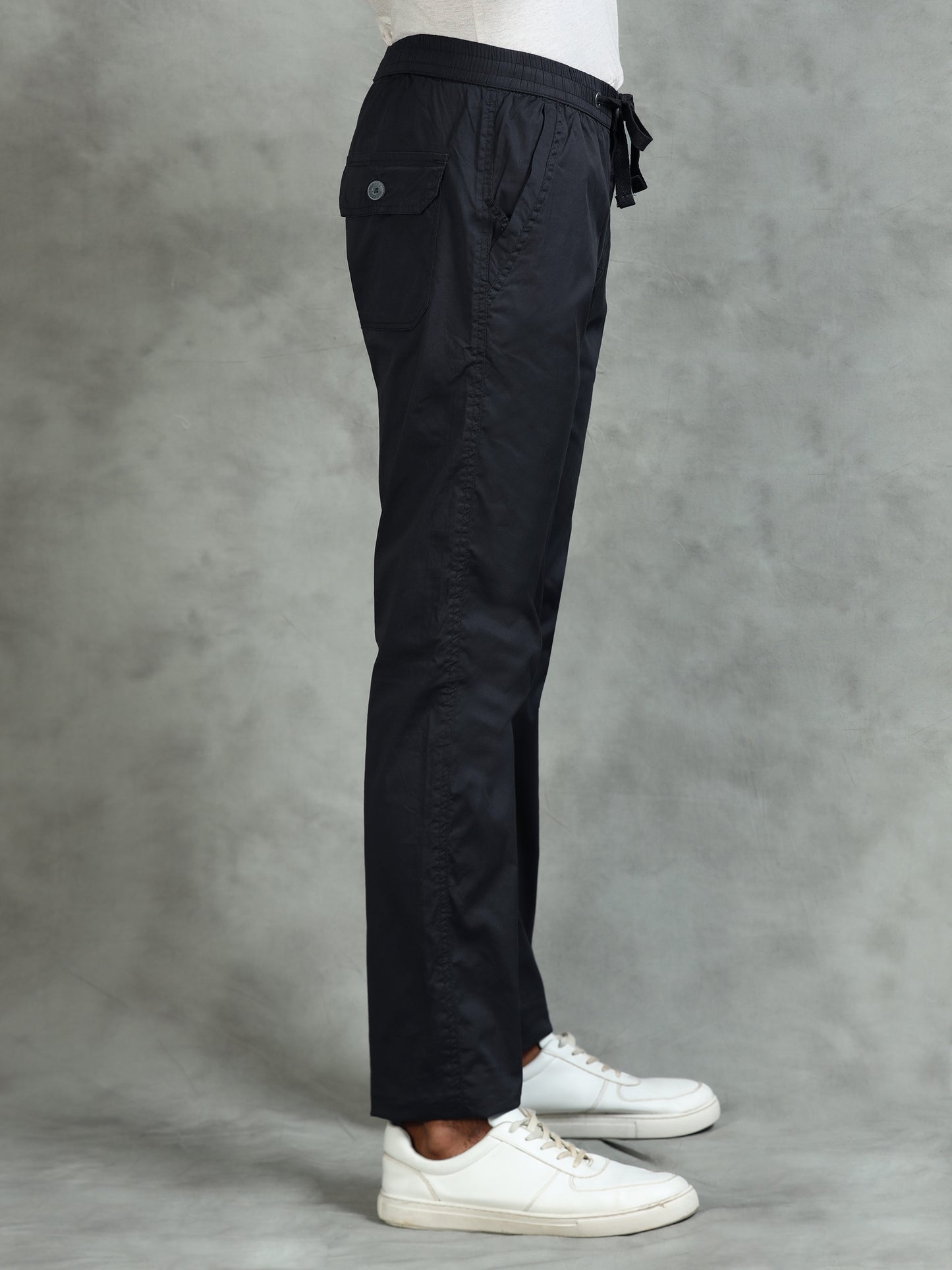 Elasticated Waist Zip Pocket Stretchable Navy Lounge Pants