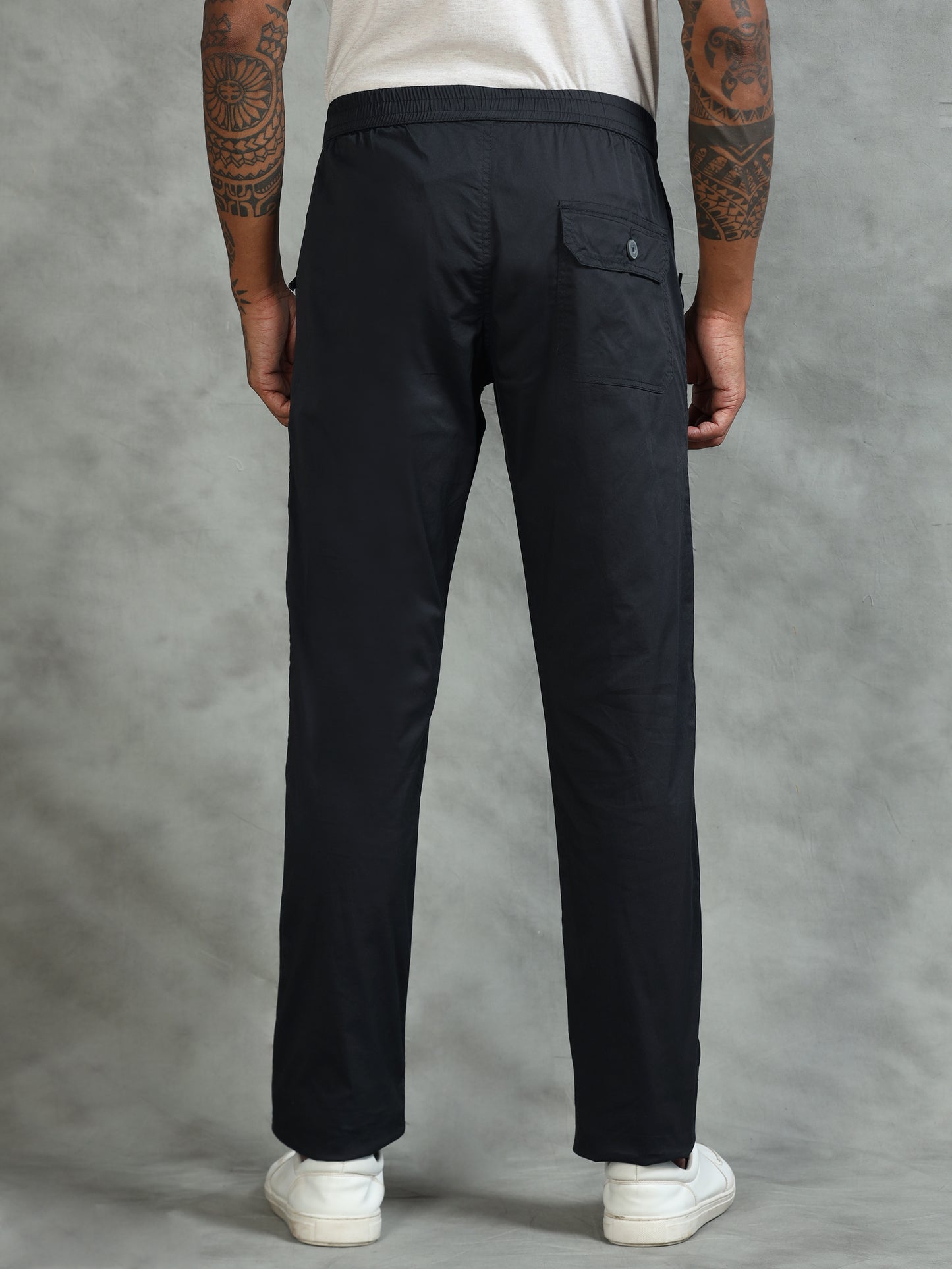 Elasticated Waist Zip Pocket Stretchable Navy Lounge Pants
