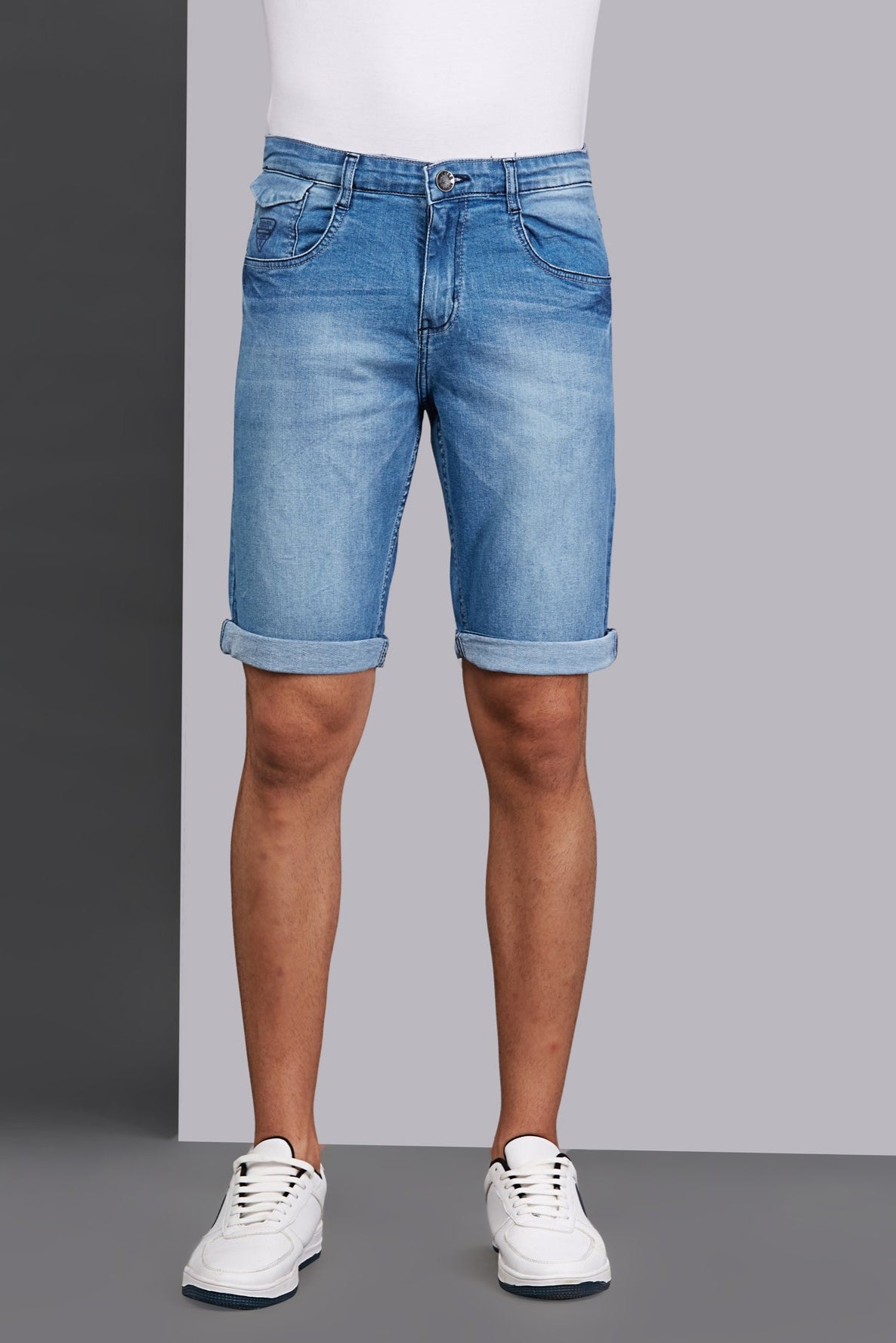 Stretchable Light Blue Denim Shorts