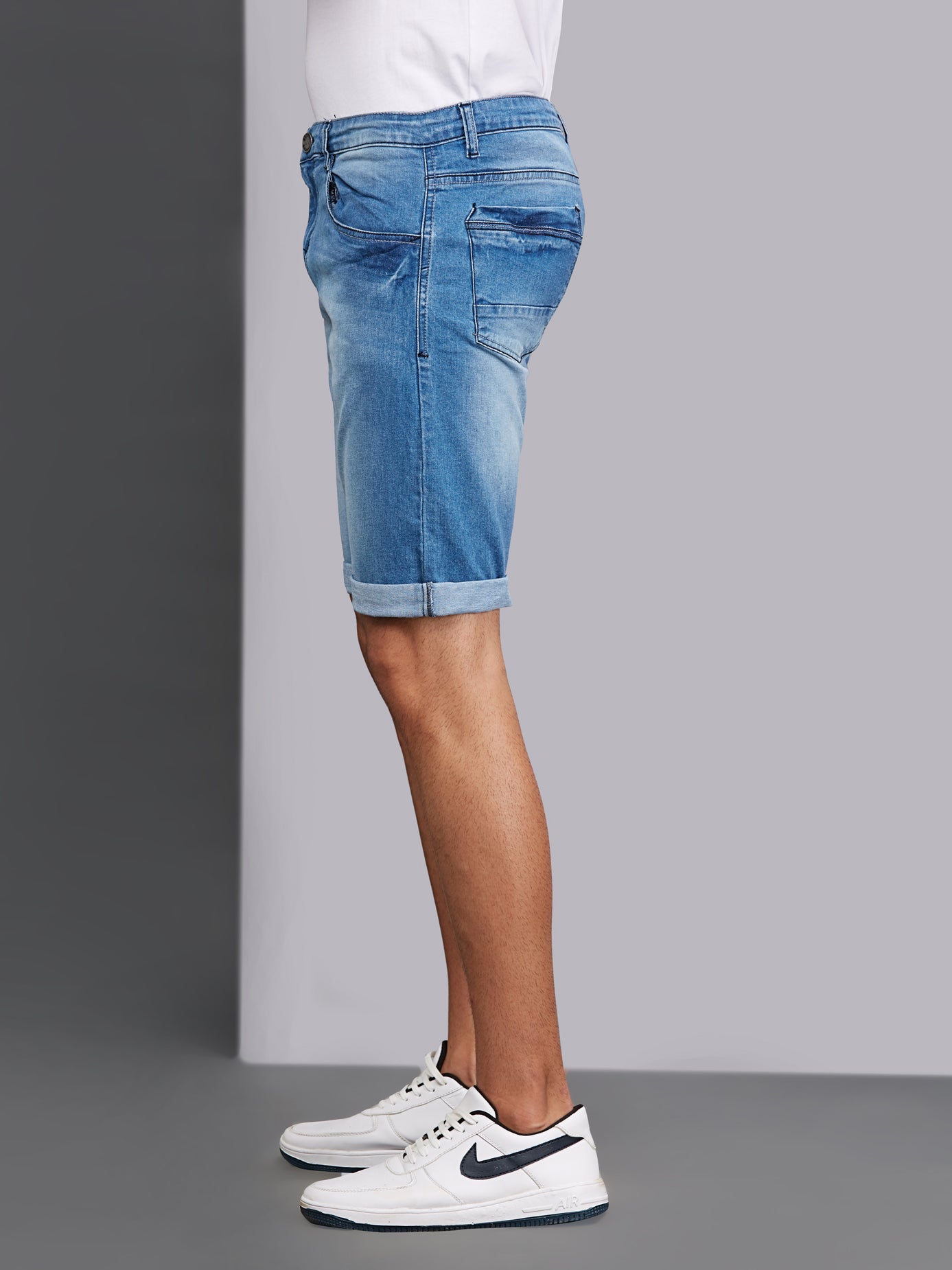 Stretchable Light Blue Denim Shorts