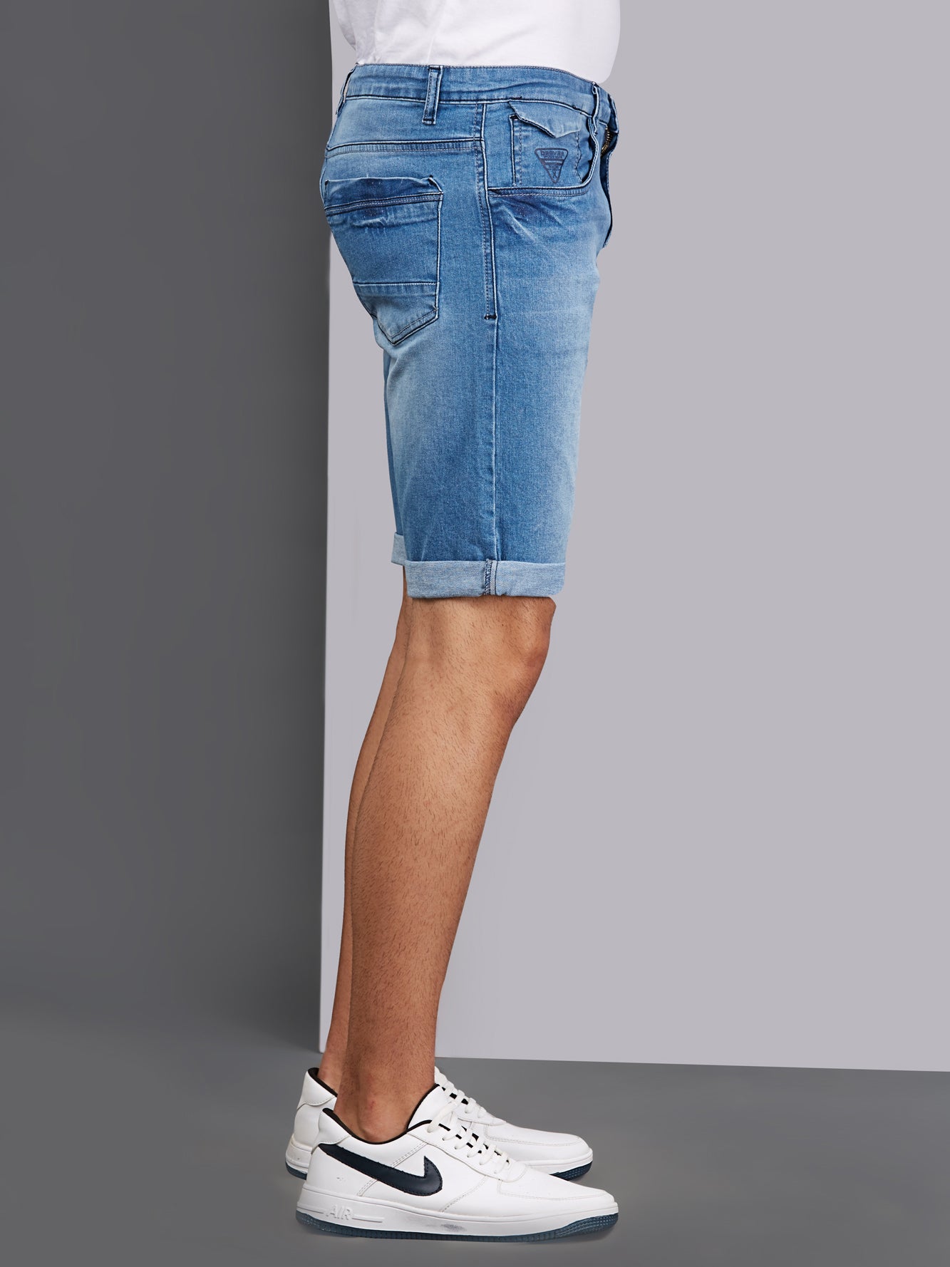 Stretchable Light Blue Denim Shorts