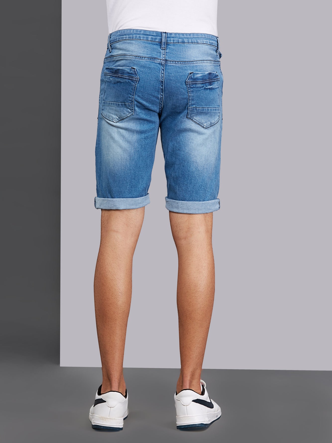 Stretchable Light Blue Denim Shorts