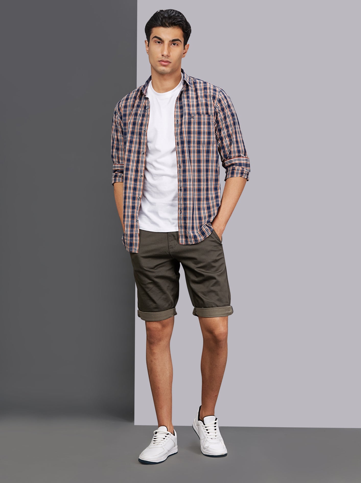 Printed Olive Stretchable Shorts