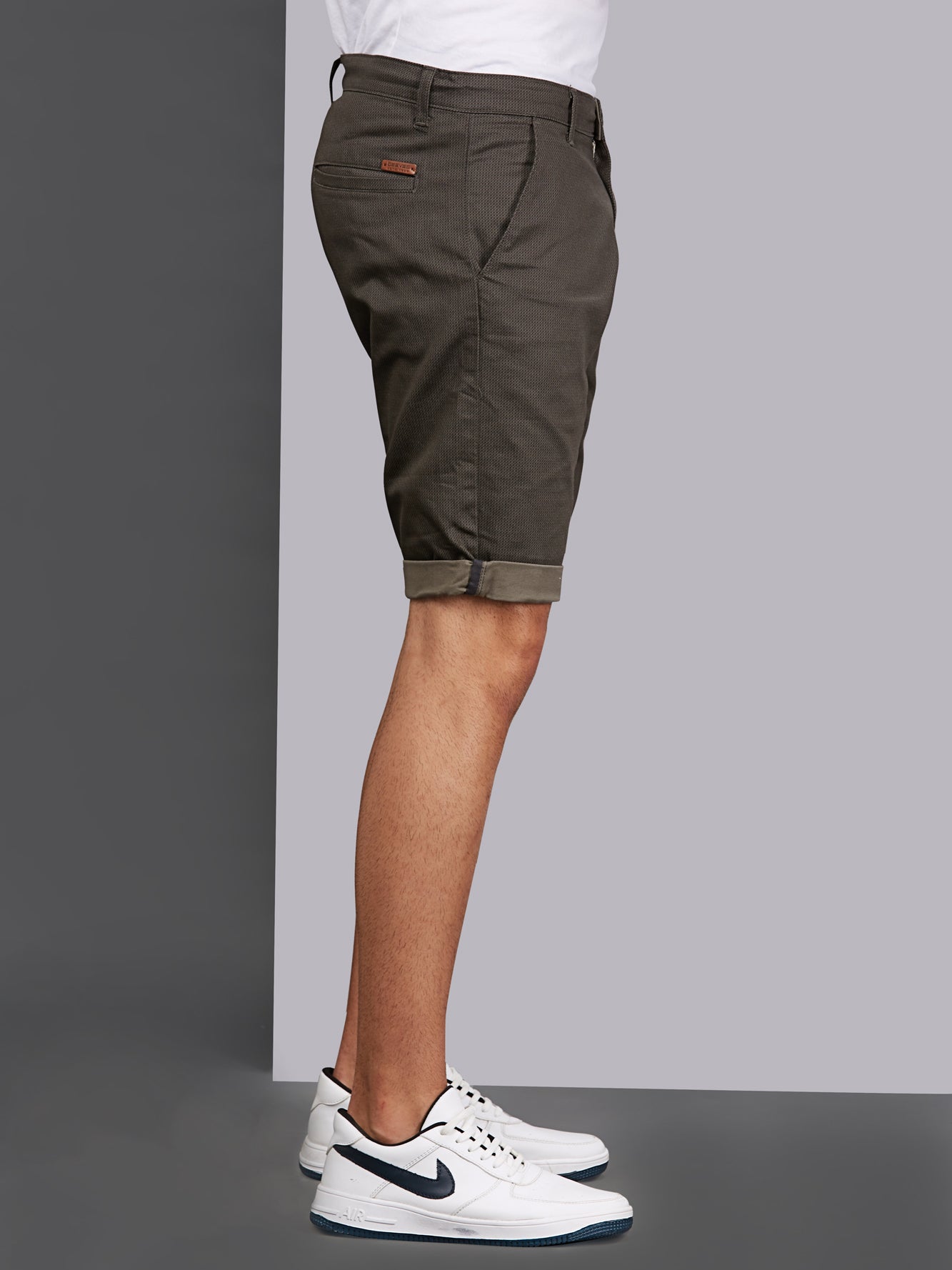Printed Olive Stretchable Shorts