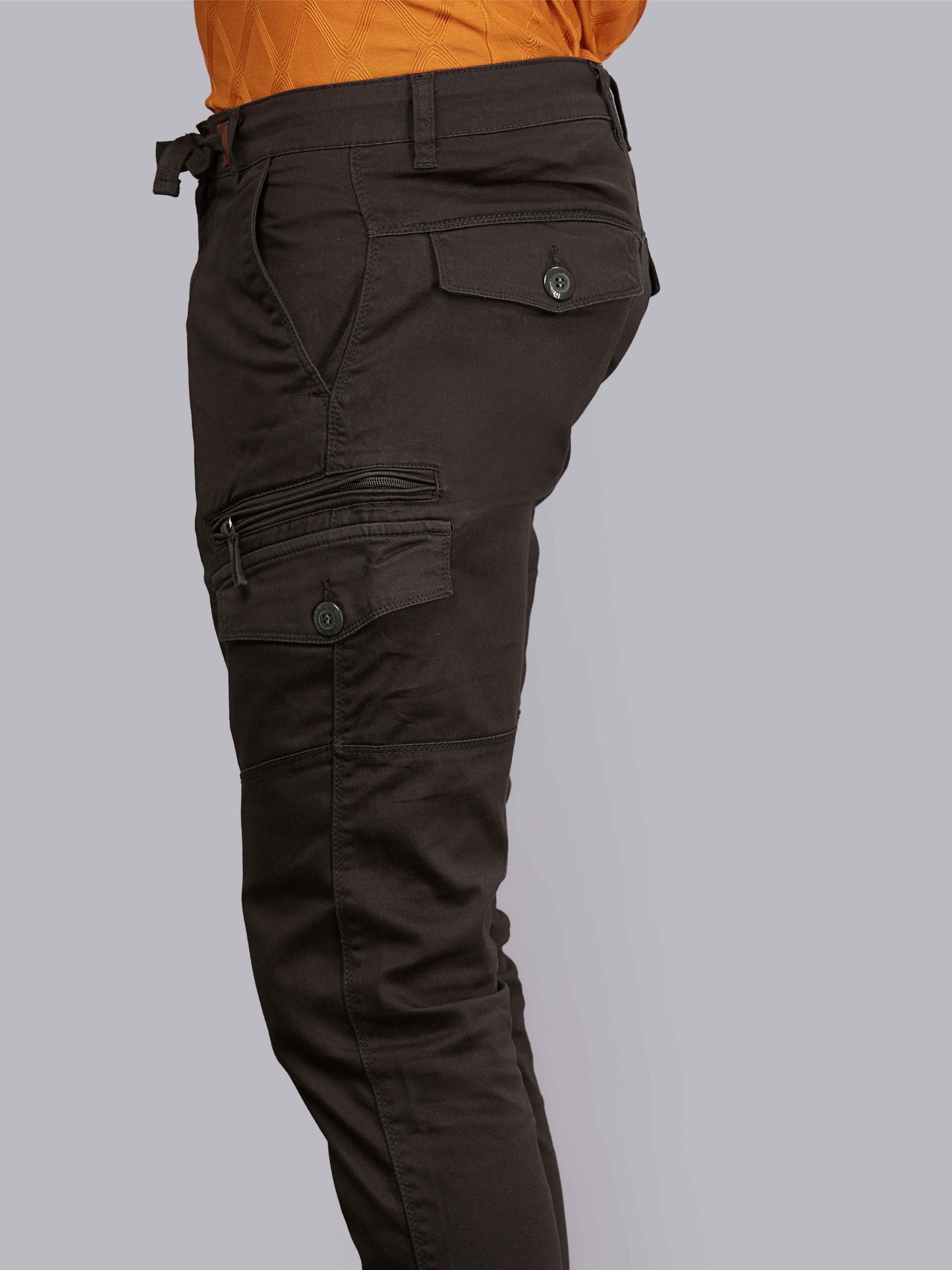 Multi Pocket Stretchable Olive Cargo