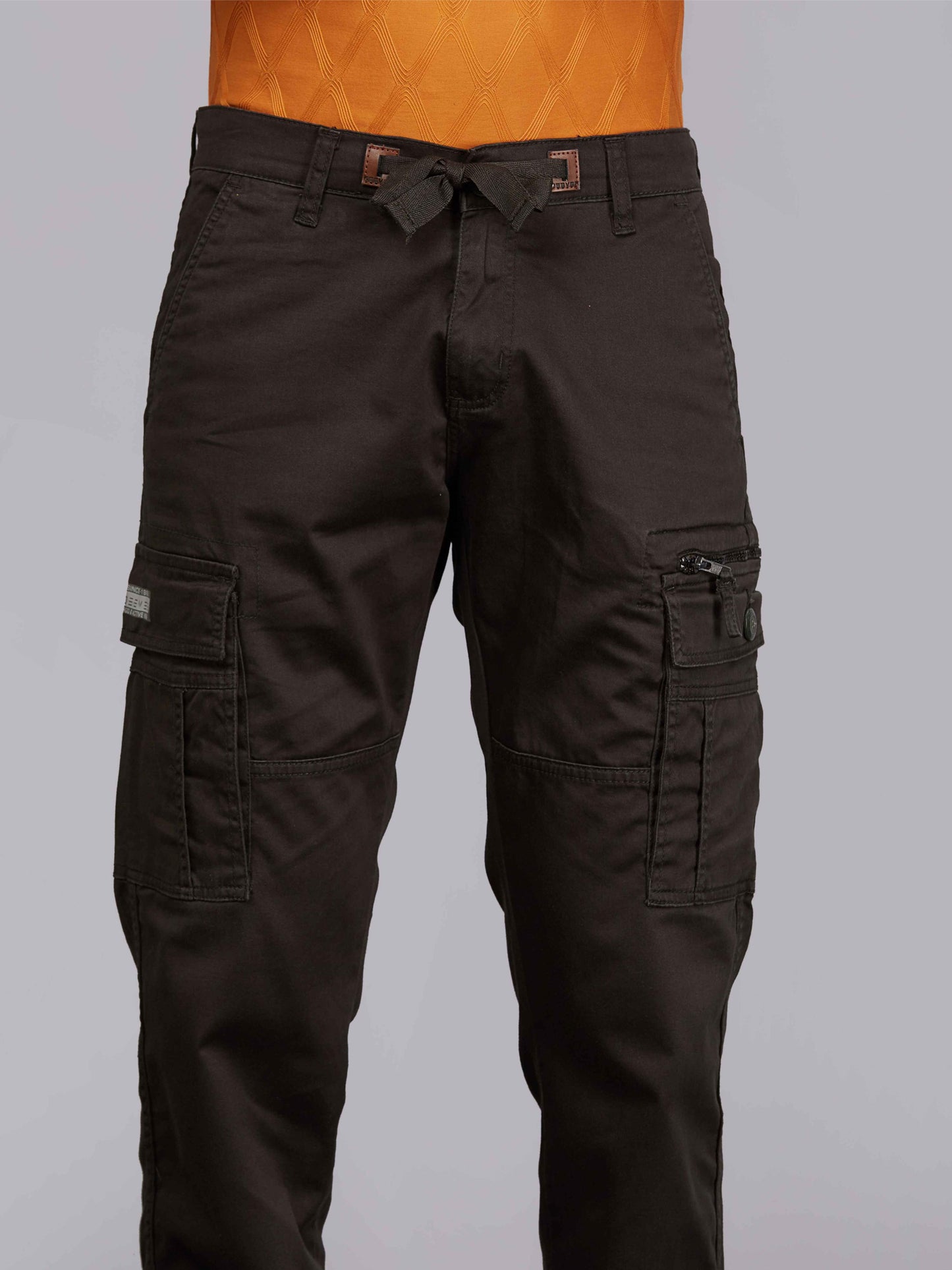 Zip Pocket Stretchable Olive Cargo