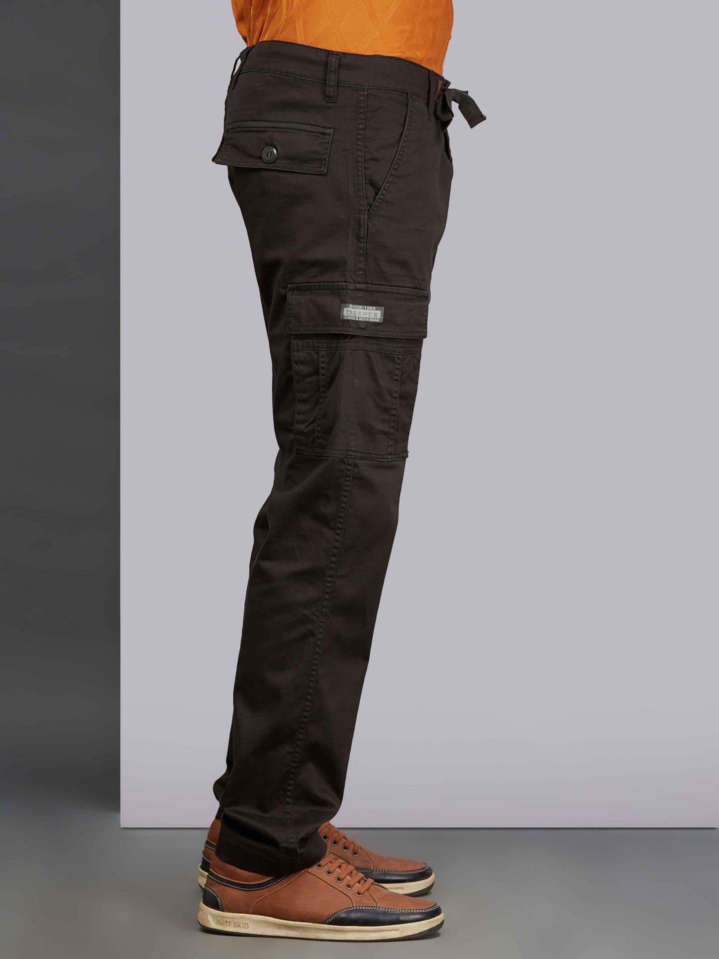 Zip Pocket Stretchable Olive Cargo