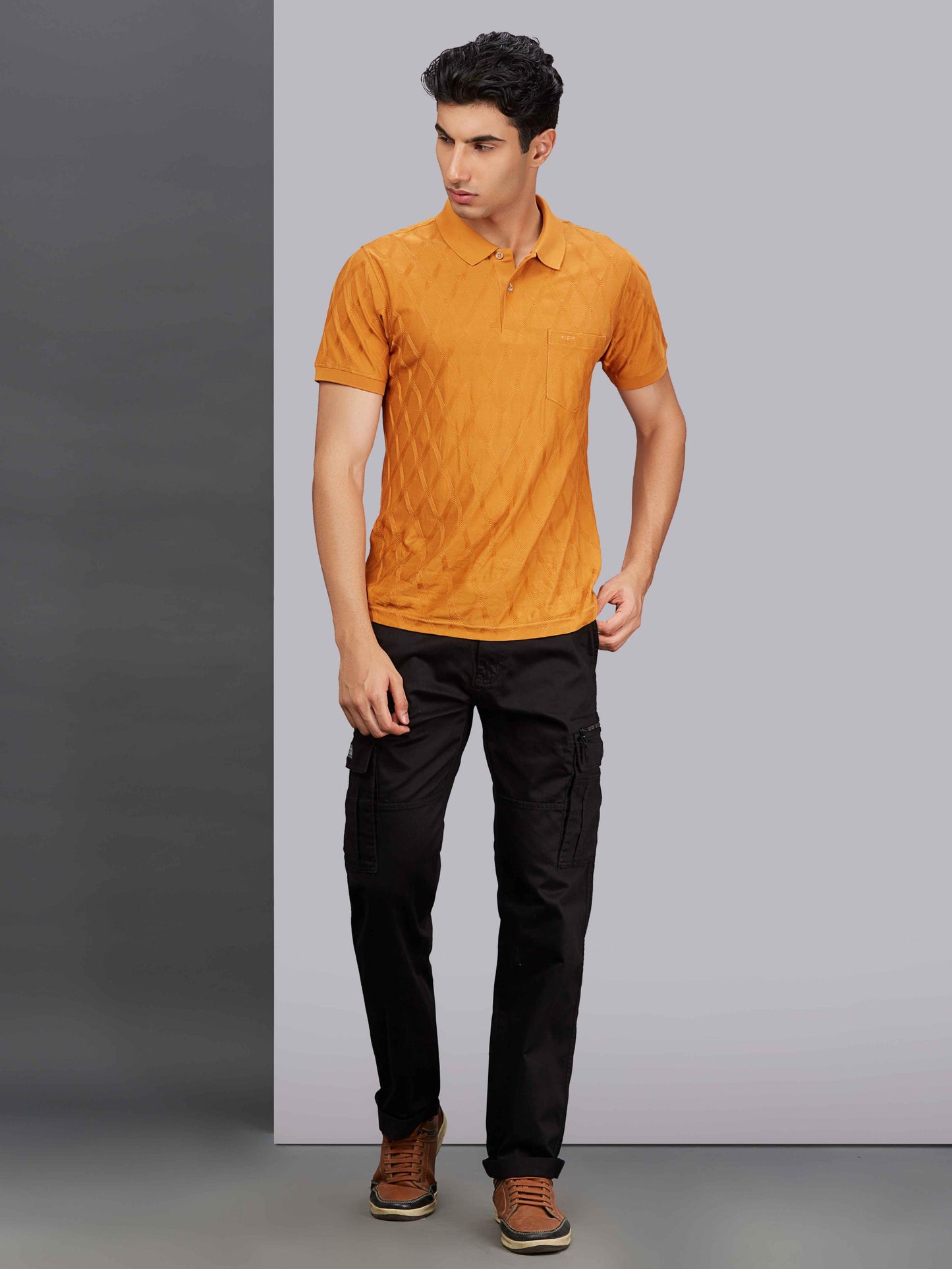 Zip Pocket Stretchable Black Cargo