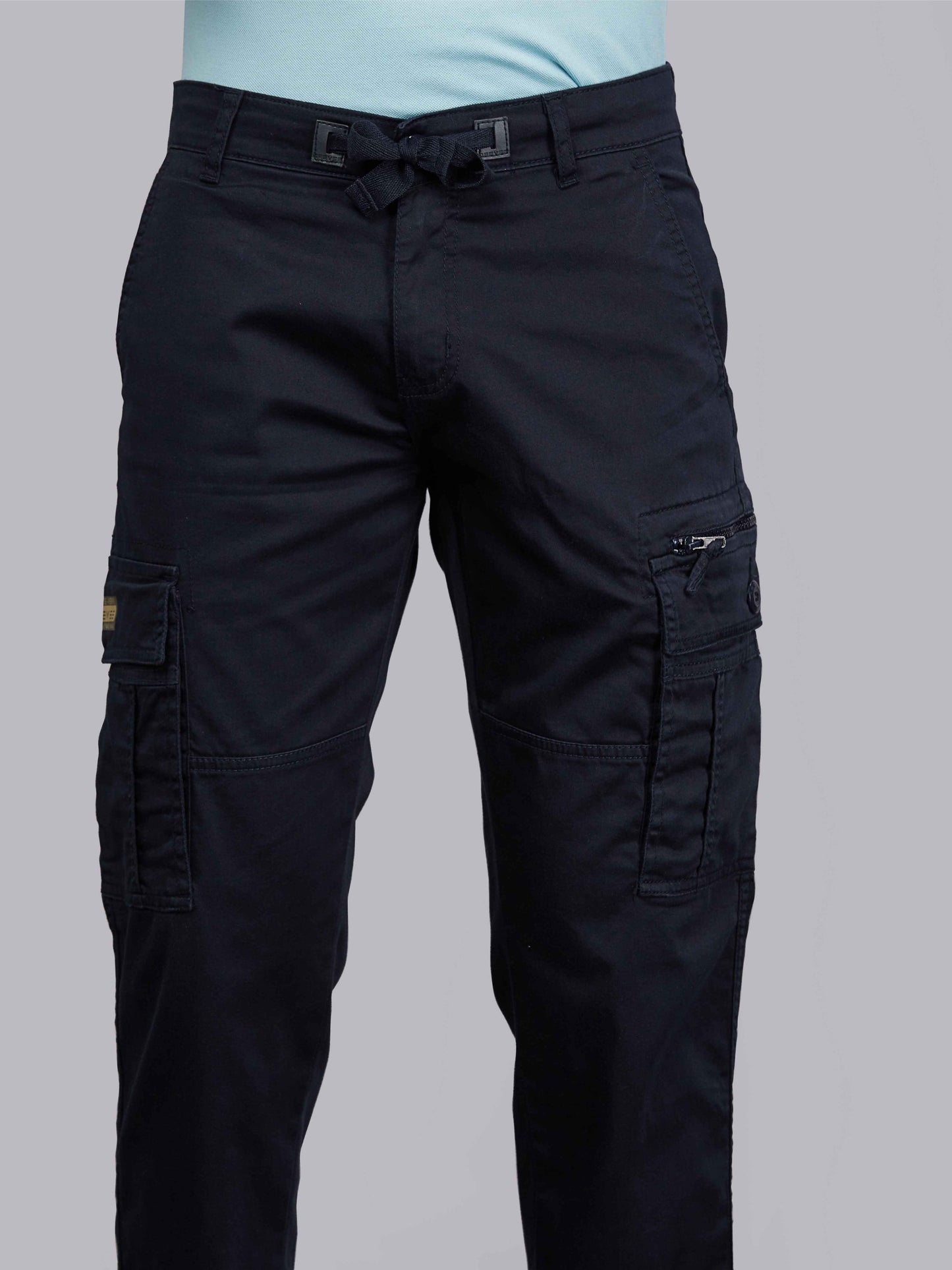 Zip Pocket Stretchable Navy Cargo