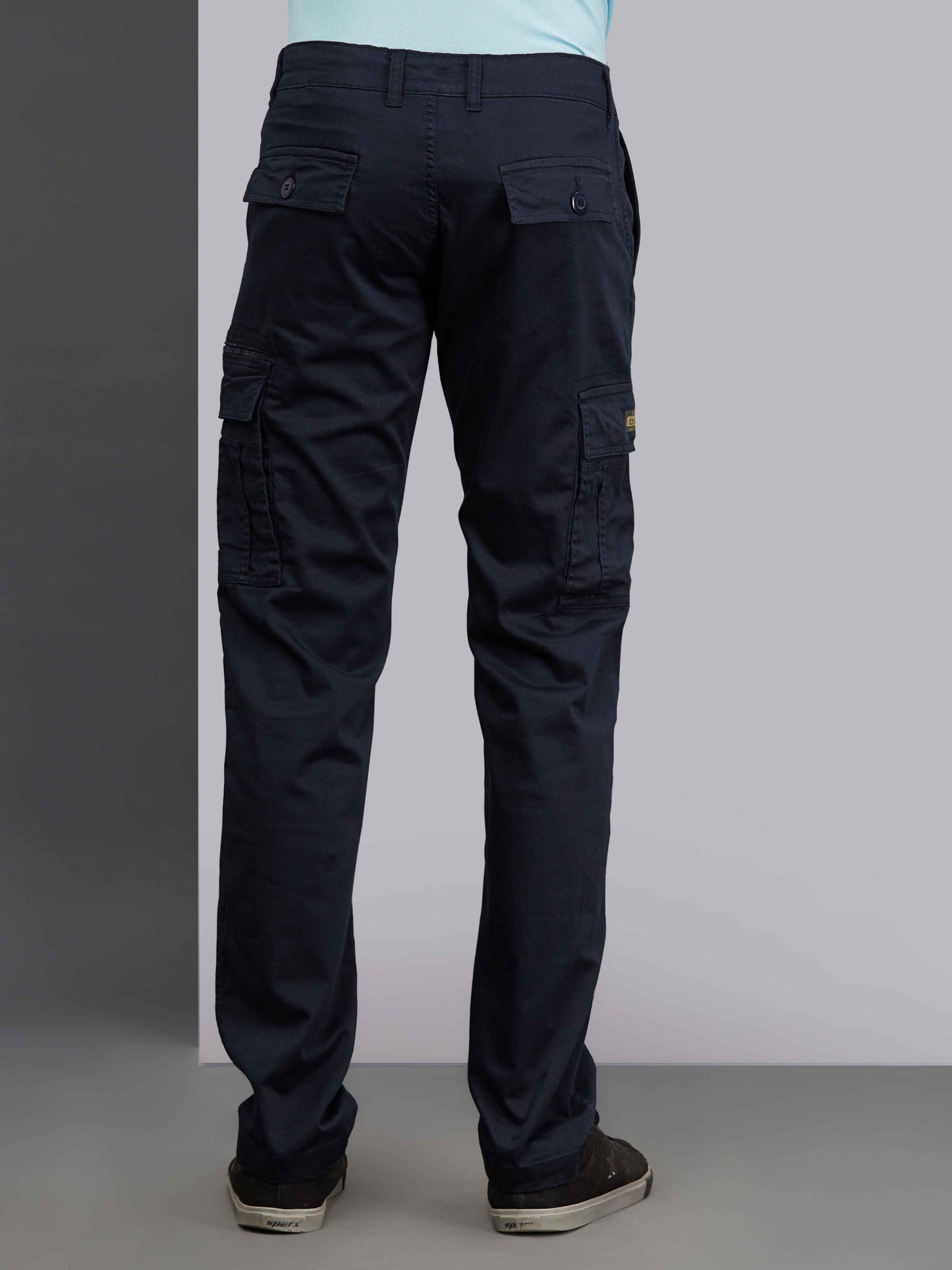 Zip Pocket Stretchable Navy Cargo