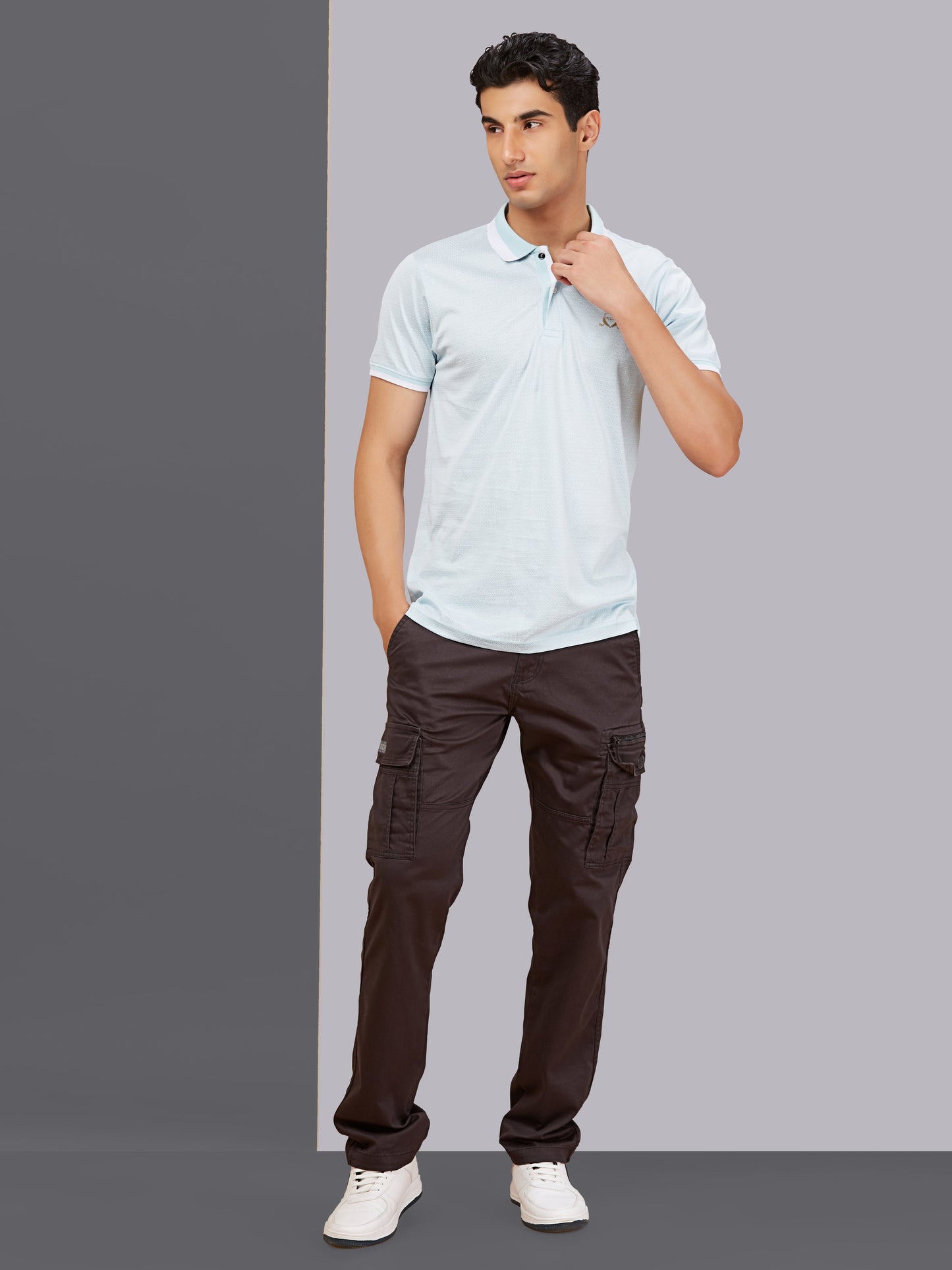 Zip Pocket Stretchable Grey Cargo