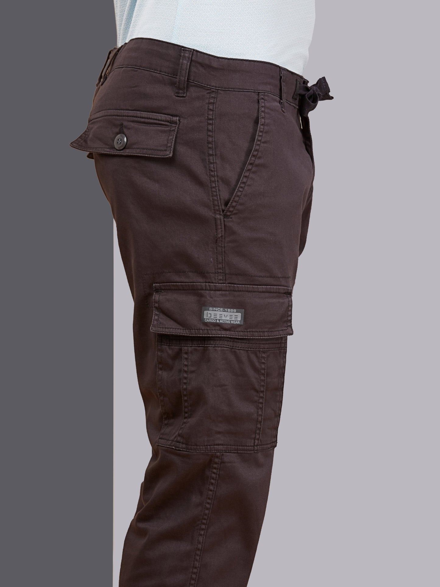 Zip Pocket Stretchable Grey Cargo