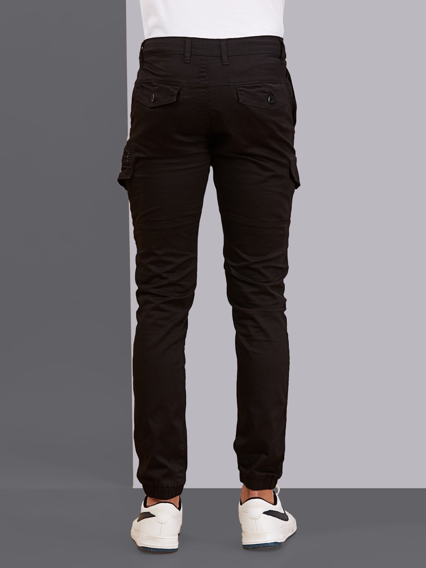 Multi Pocket Stretchable Black Cargo