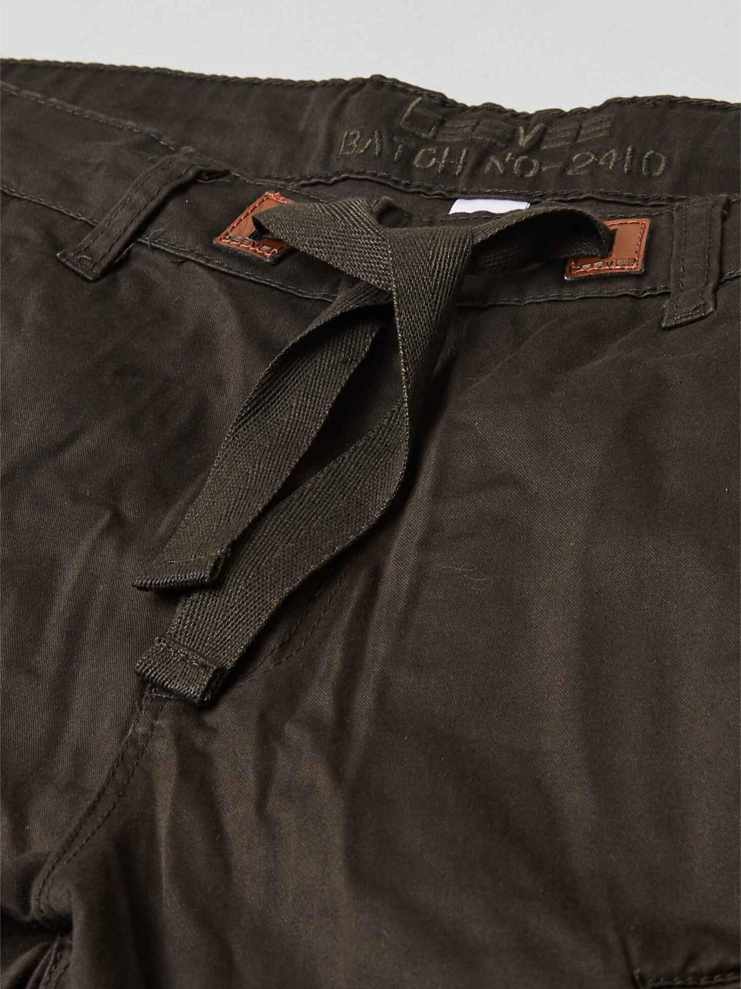 Zip Pocket Stretchable Olive Cargo