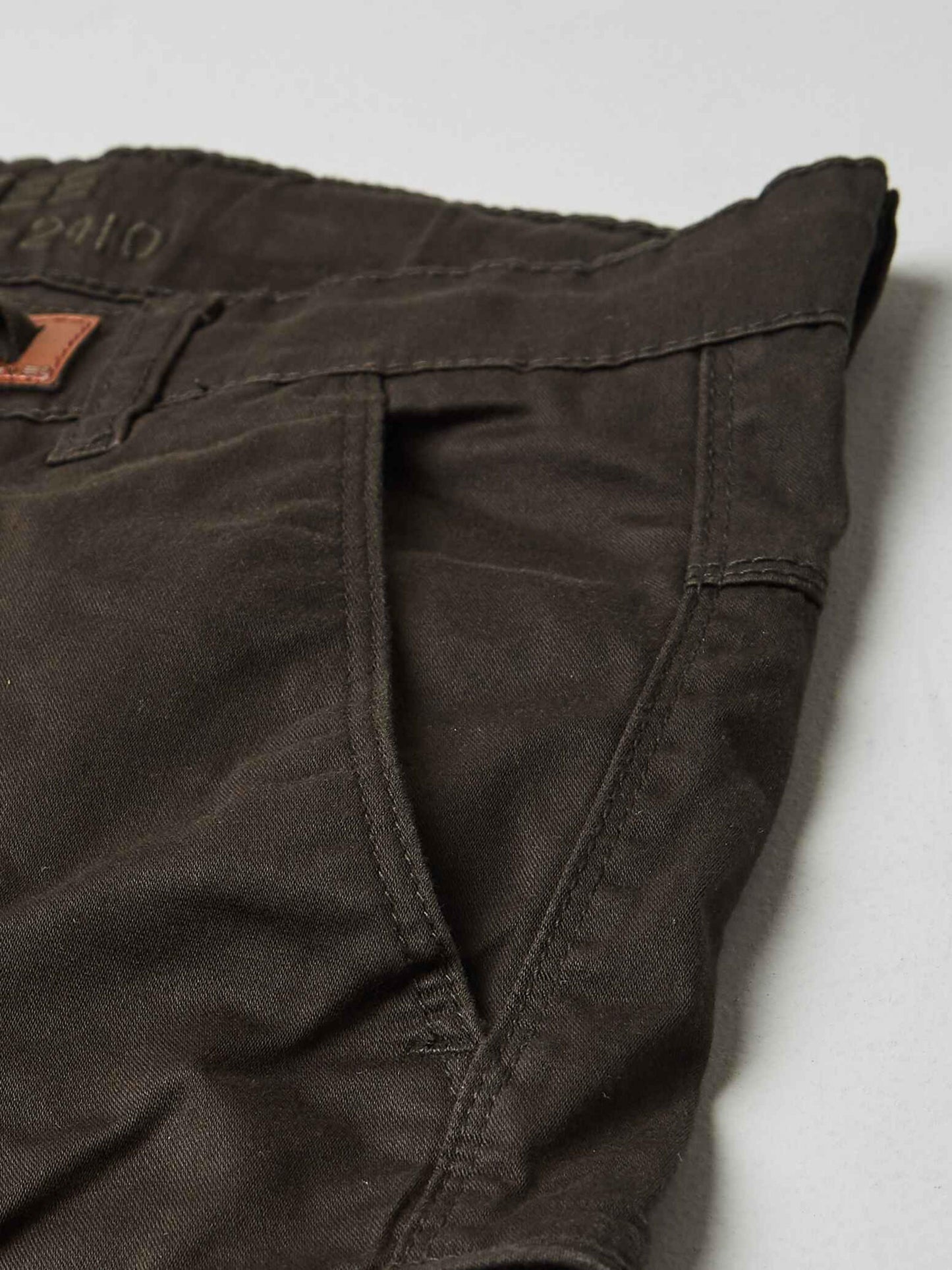 Zip Pocket Stretchable Olive Cargo
