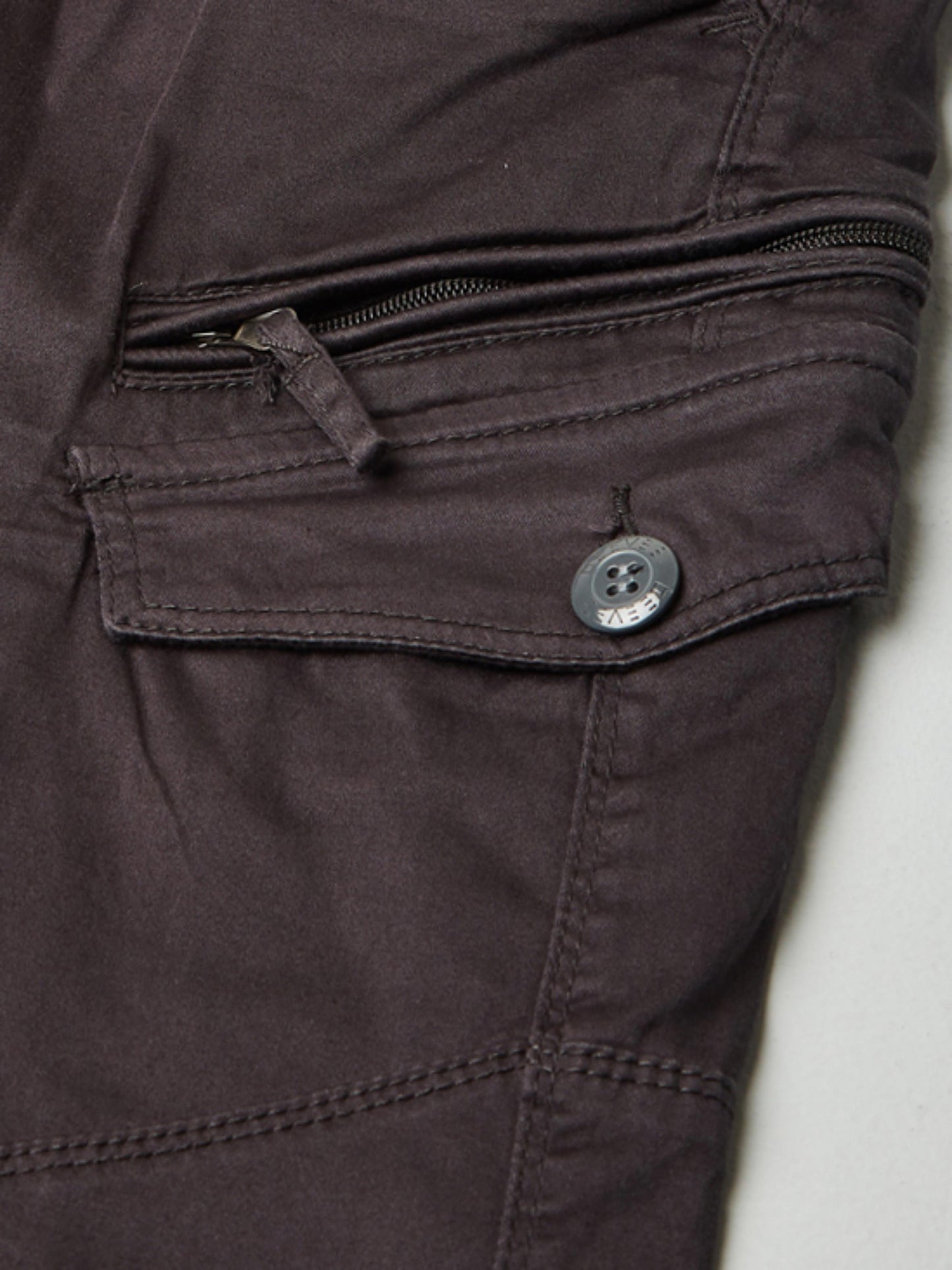 Zip Pocket Stretchable Grey Cargo