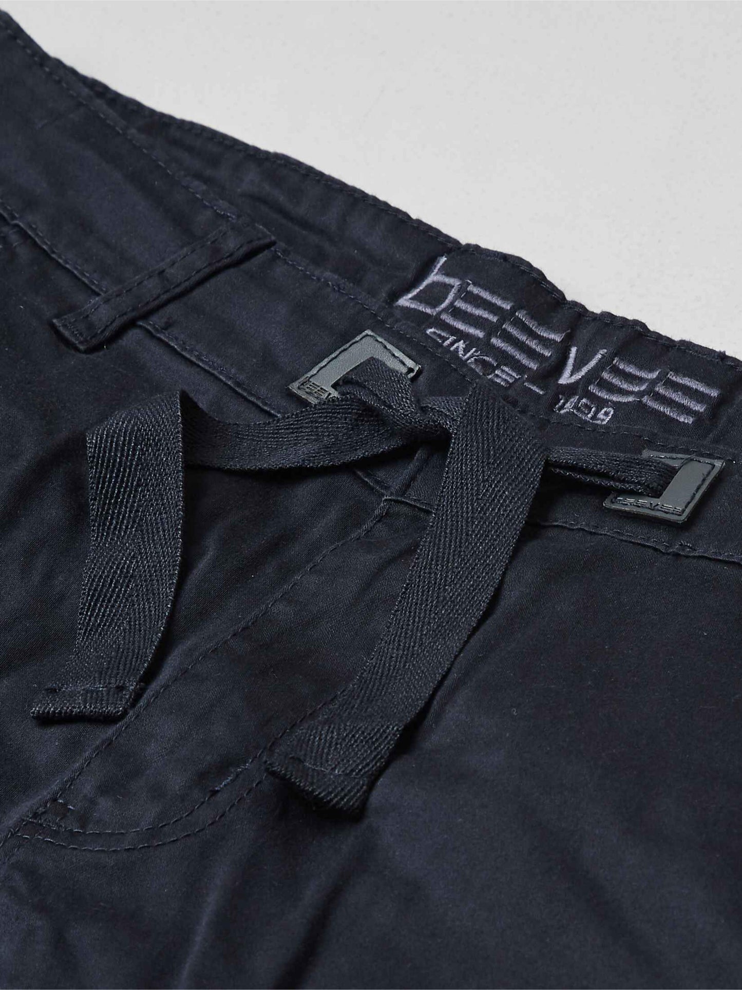 Zip Pocket Stretchable Navy Cargo